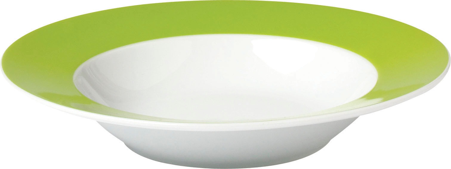 VAN WELL Suppenteller "Vario", 21,5cm, grün, Speiseteller, Porzellan, spülmaschinen- und mikrowellengeeignet, Ø 21,5 cm
