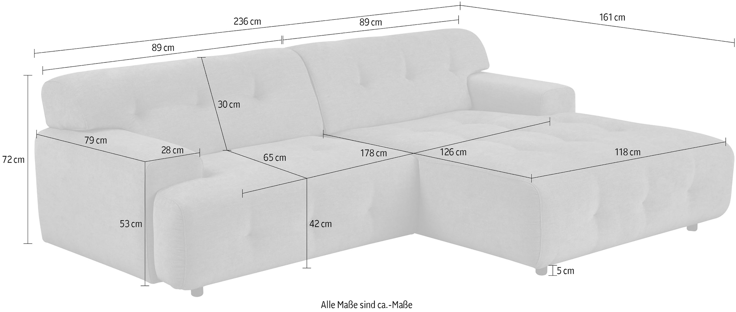 andas Ecksofa »Jerslev«, mit Knopfsteppung, mit Wellenunterfederung und Kaltschaum