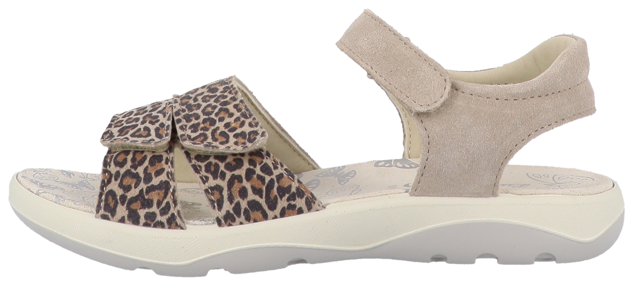 LURCHI Kinder Riemchensandale "Fiori", Gr. 32, grau, Veloursleder, Antik-Look, Schuhe, Riemchensandale in Leo-Optik, Größenschablone zum Download