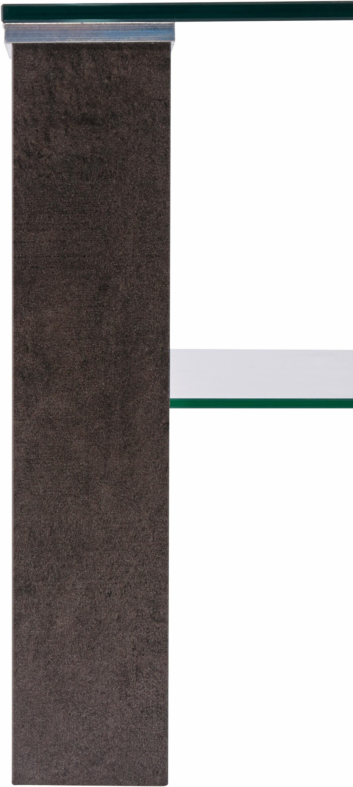 PRO Line Couchtisch, mit Glasplatte, Ablageboden aus Glas, Gestell aus Holz, rechteckig