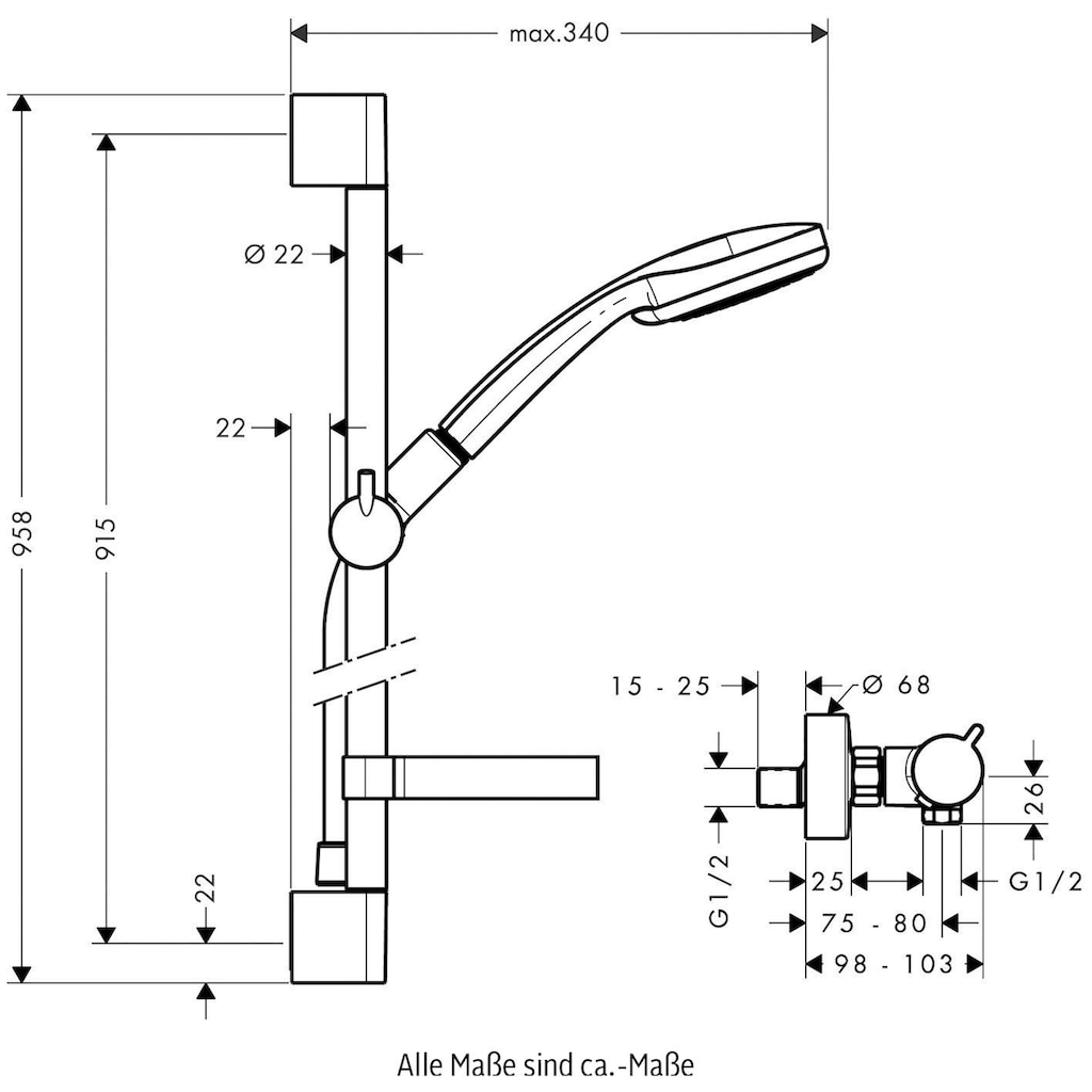 hansgrohe Duschsystem »Croma 100«, (Komplett-Set)