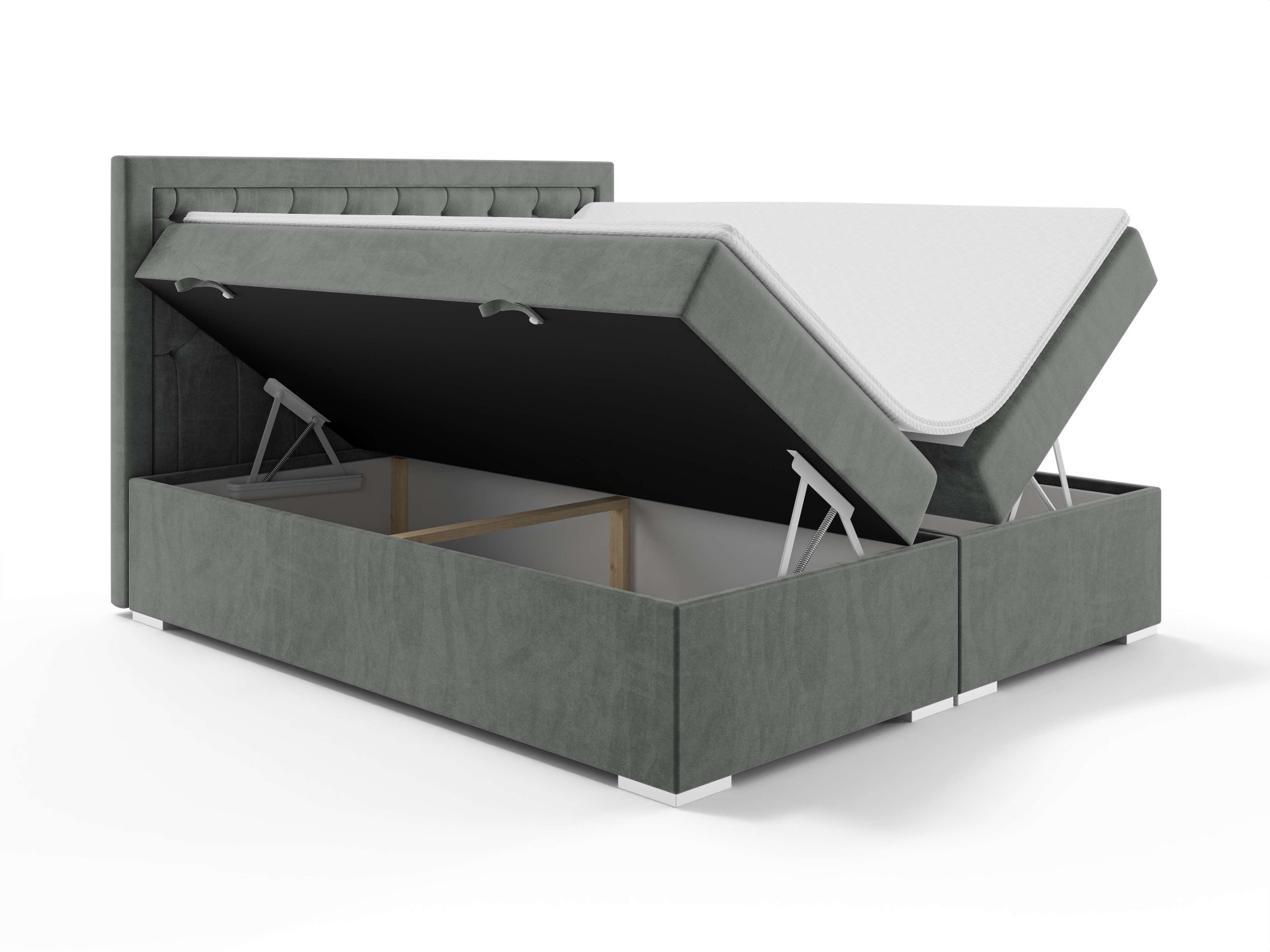 Leonique Polsterbett »SACY mit Matratze und Topper, in 2 Breiten (160 und 180 cm)«, Boxspringbett mit Kopfteil, Bettkasten, Matratze (BFK/TFK) und Topper