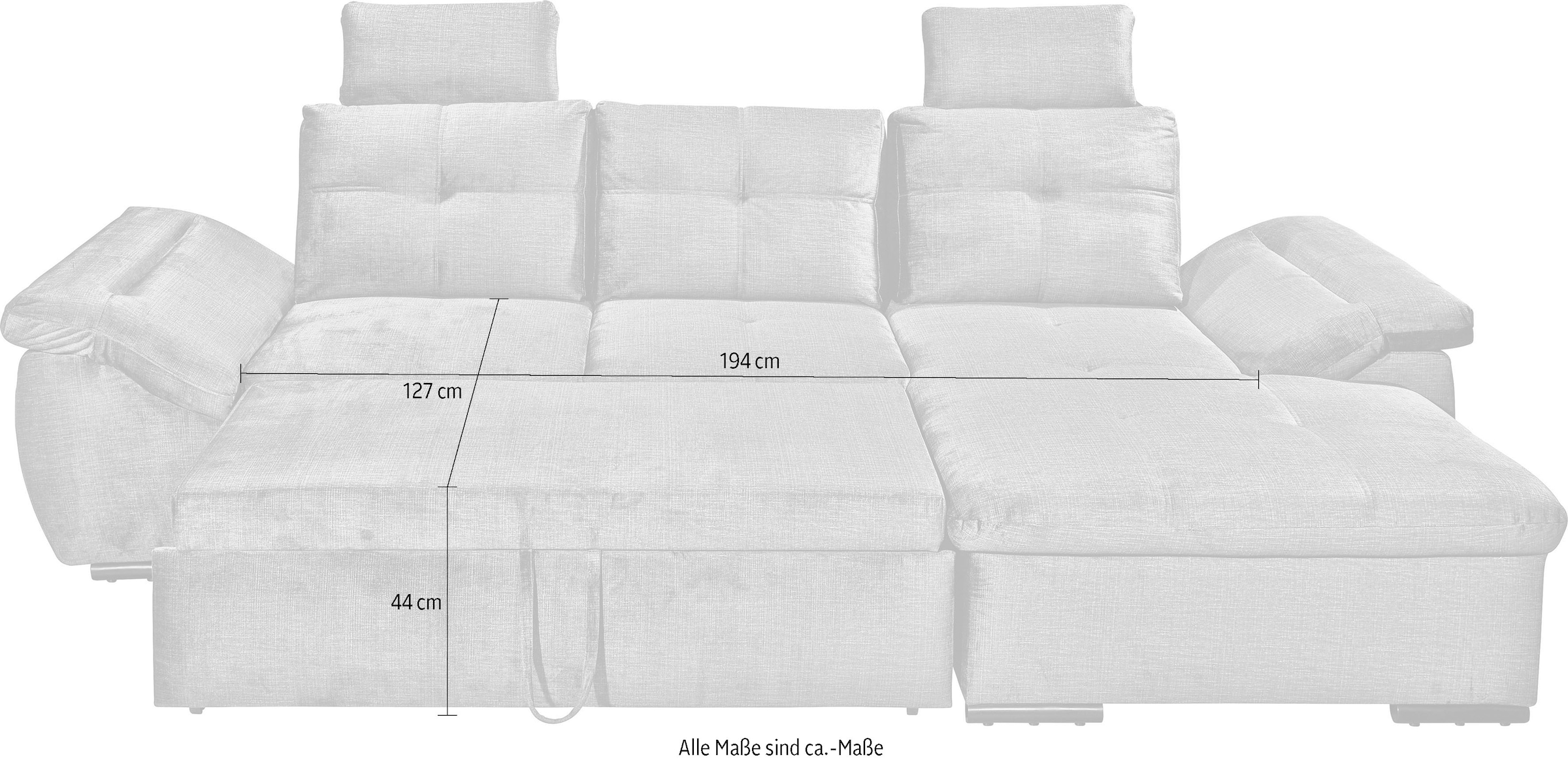 ED EXCITING DESIGN Ecksofa »Alija L-Form«, mit Bettfunktion, Armteilverstellung & Kopfstützen