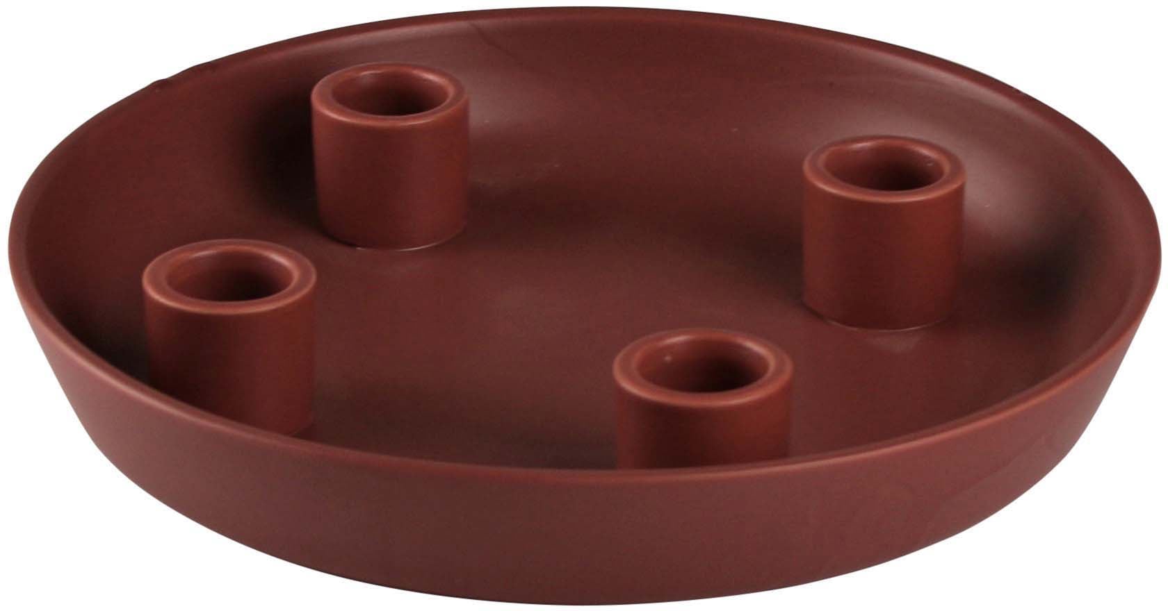 AM DESIGN Kerzenhalter "Weihnachtsdeko, Stabkerzenhalter, Adventsleuchter", B/H/T: 3,7cm, rot, Kerzenhalter, für 4 Kerzen, Ø Kerzenteller ca. 23 cm