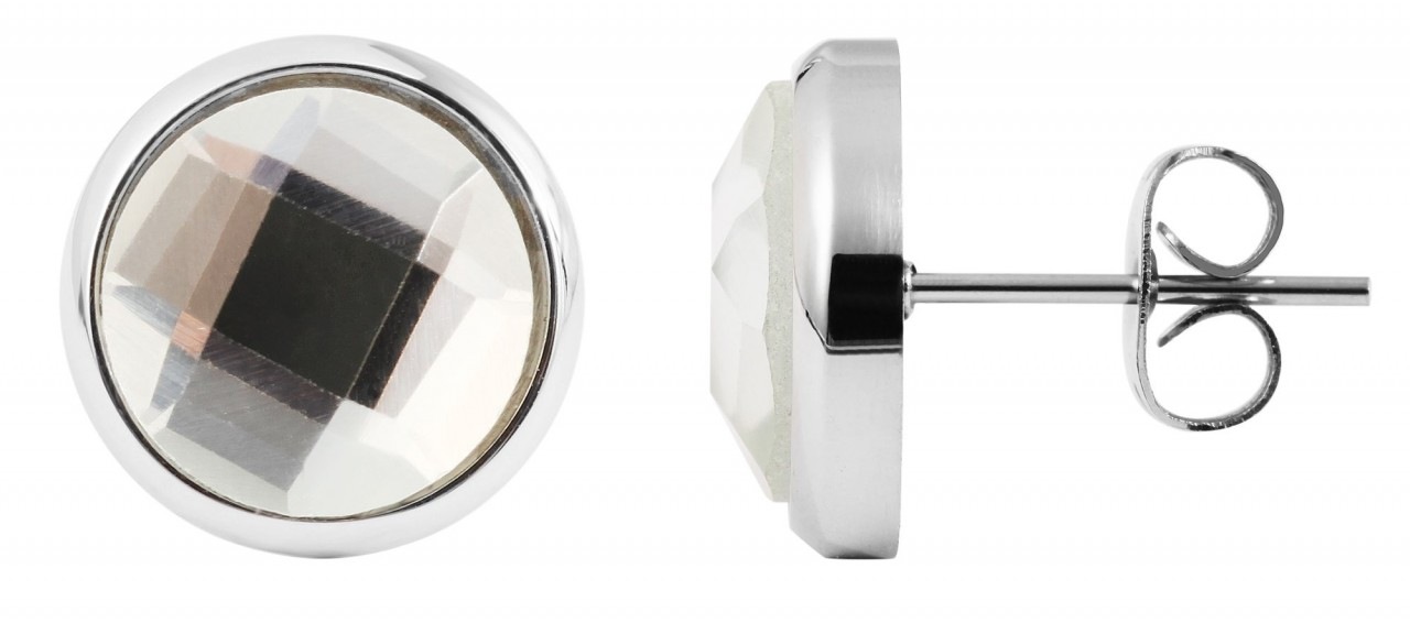 Adelia's Stainless Steel Stud Earrings White 12mm