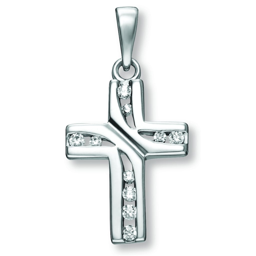 ONE ELEMENT Kettenanhänger »Zirkonia Kreuz Anhänger aus 925 Silber«, Damen Silber Schmuck