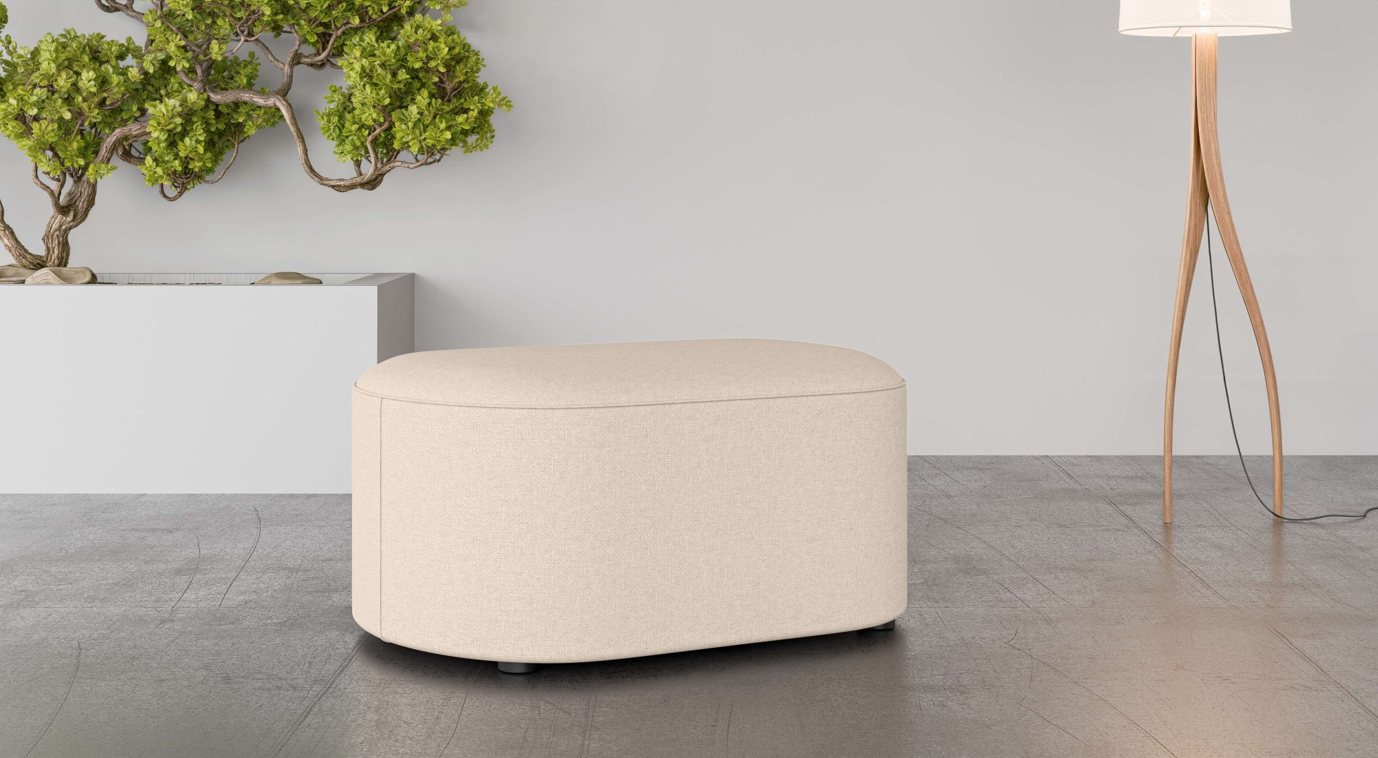 OTTO home Polsterhocker "Polsterhocker Tvinne, mit Wellenunterfederung" passend zum Ecksofa, auch in Bouclé, B/T/H: 90/50/44 cm