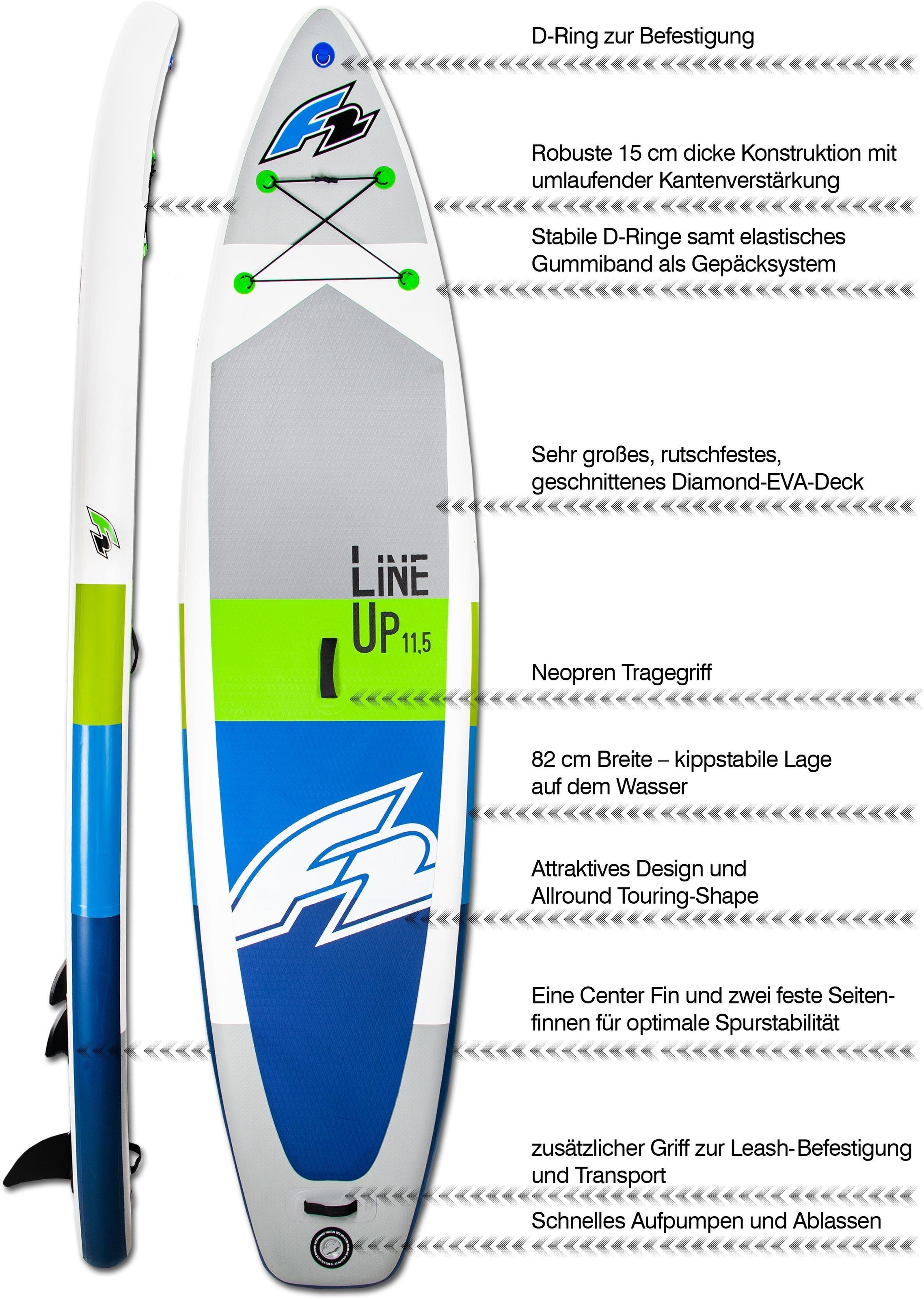 F2 Inflatable SUP-Board »F2 Line Up SMO blue«, (Set, 3 tlg.)