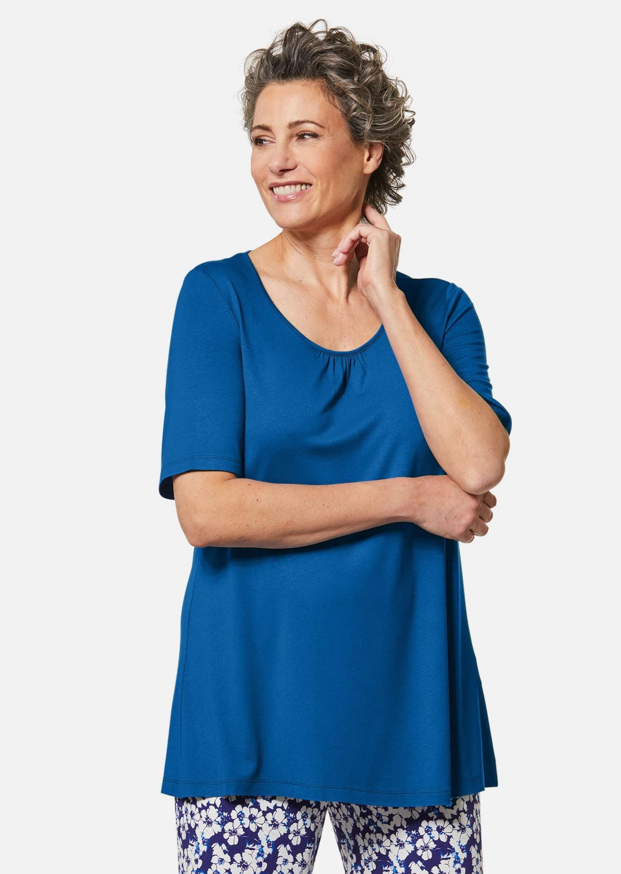 GOLDNER Langarm-Poloshirt "Zeitloses Shirt mit modernem Raffdetail" Ohne günstig online kaufen