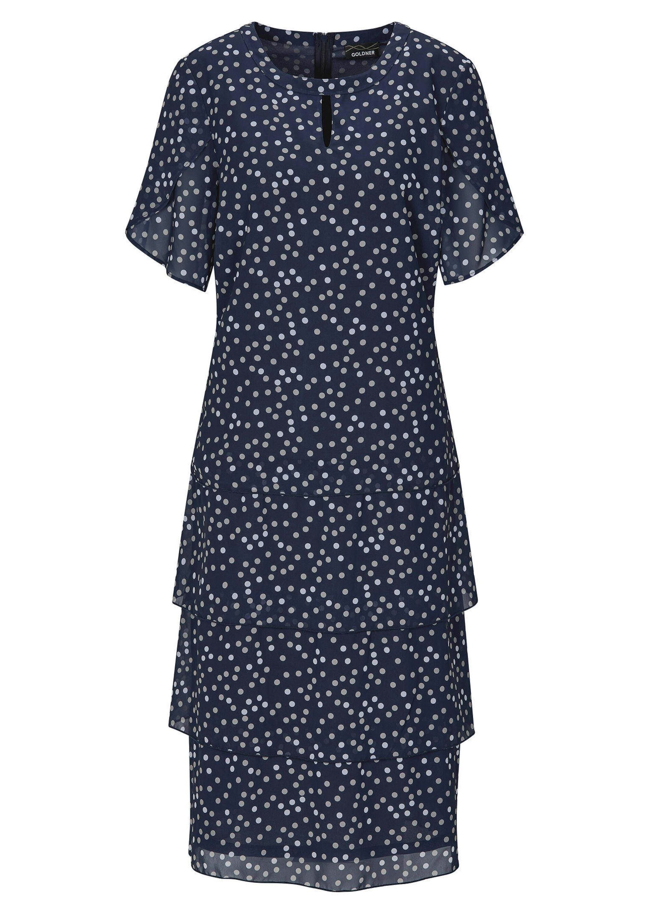 GOLDNER "Kurzgröße Sommerkleid mit Tupfen-Muster" Ohne Taschen Schlitz am Ausschnitt