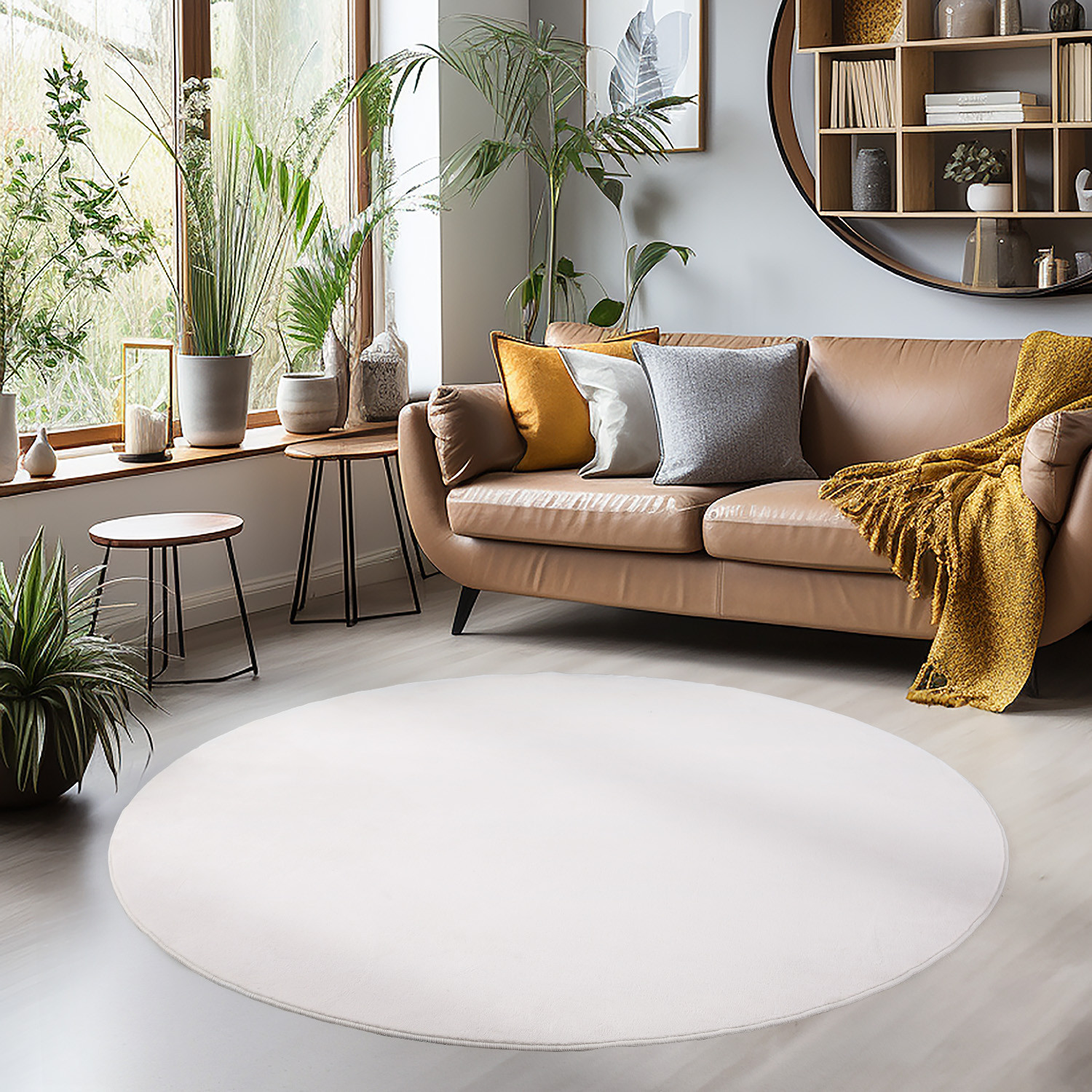 Ayyildiz Teppiche Teppich "SKY 5400, auch als Läufer und in Rund erhältlich" rund 7 mm Höhe besonders weich, Softflor, waschbar, rutschfest, uni, Wohnzimmer