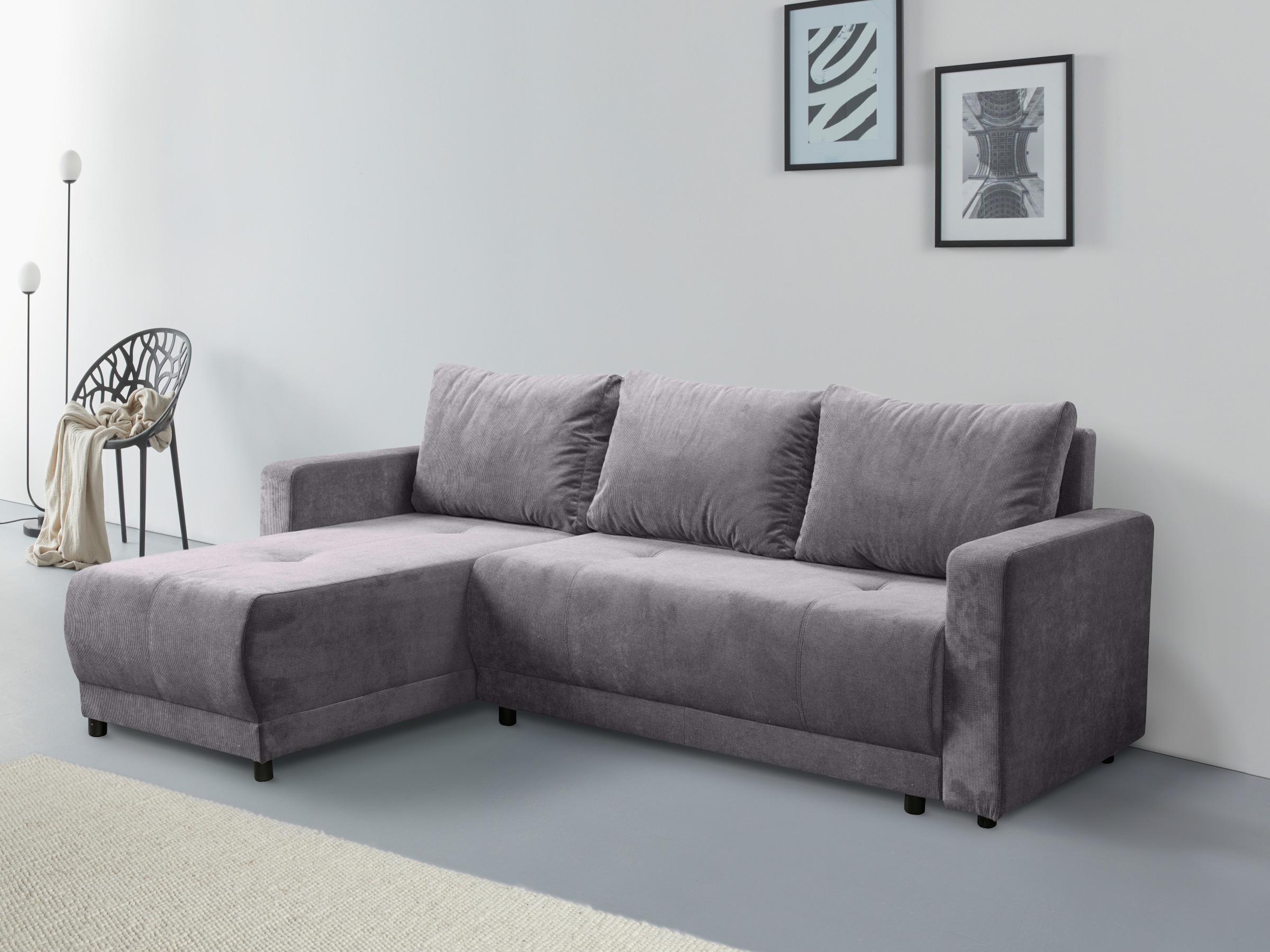 Ecksofa »Navarra, Schlafsofa, 230cm, m. Bettfunktion (115/200cm) und Bettkasten«,...