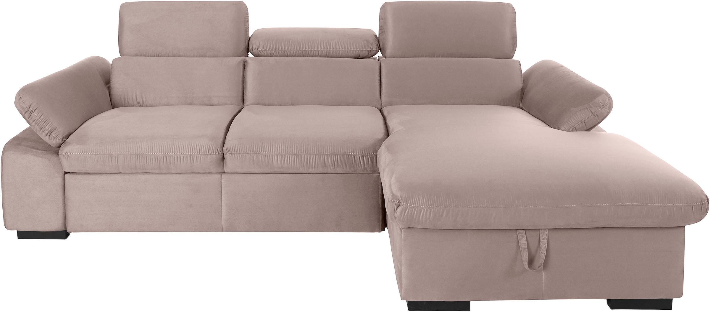 COTTA Ecksofa »Lola L-Form mit Kopfteilfunktion & Hocker«, (Set, mit Hocker), wahlweise mit Bettfunktion, Bettkasten & Armteilverstellung