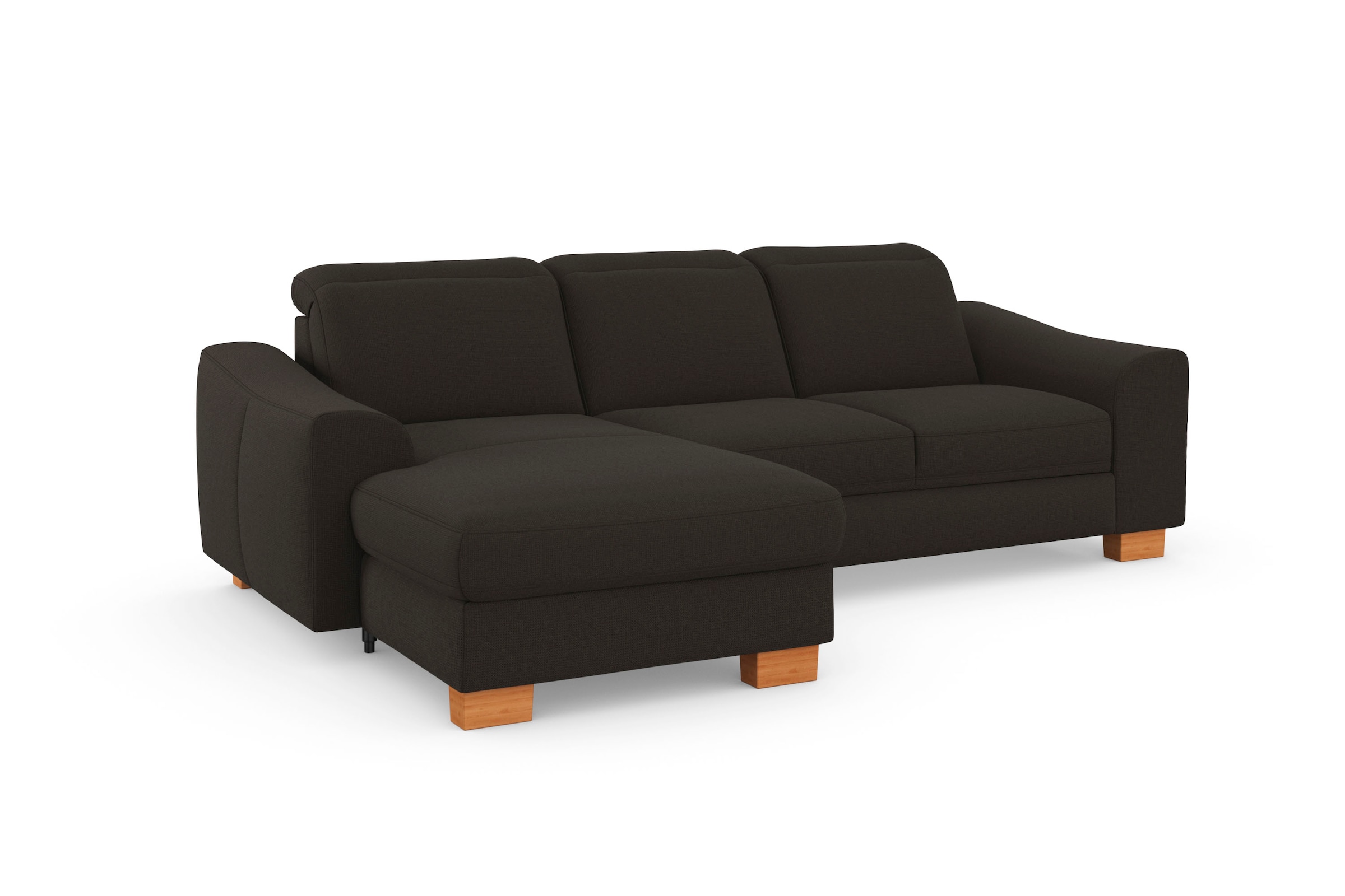 sit&more Ecksofa »Dundee L-Form«, mit Federkern und Massivholzfüßen, wahlweise mit Kopfteilverstellung