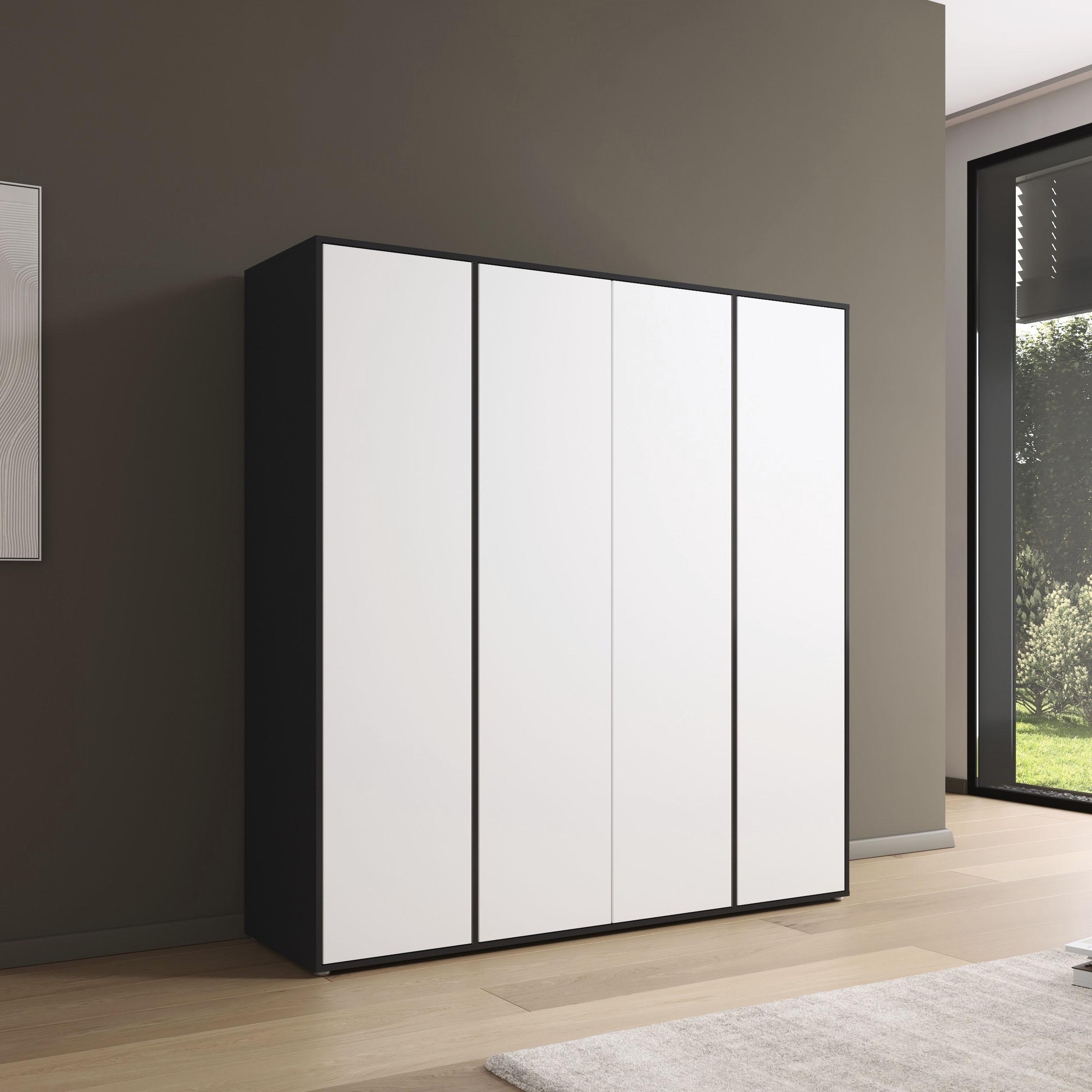 rauch Drehtürenschrank "Kleiderschrank Schrank Garderobe Wäscheschrank NABILA viel Stauraum" in 3 verschiedenen Ausstattungen BASIC/CLASSIC/PREMIUM, in 2 Breiten mit Push-to-Open Funktion TOPSELLER MADE IN GERMANY