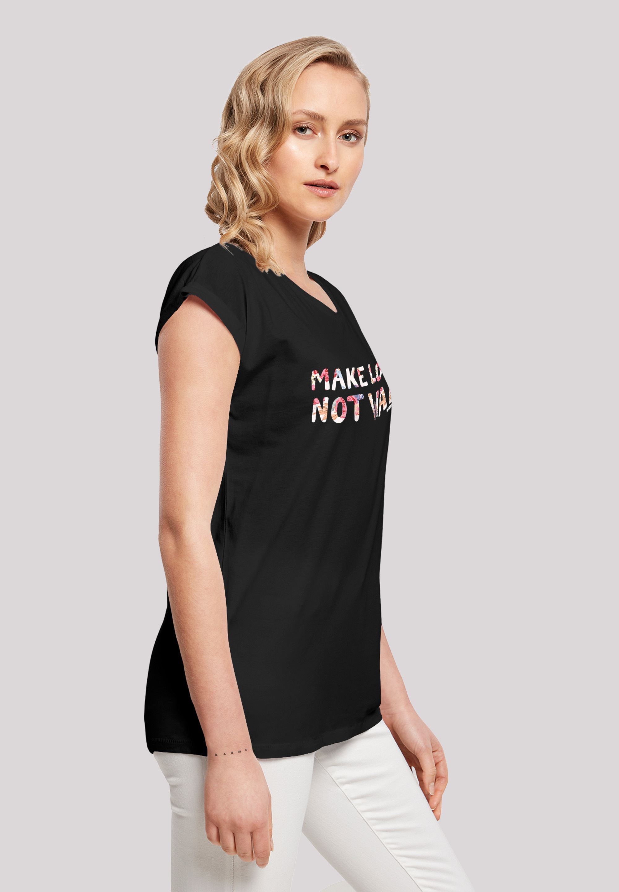 F4NT4STIC T-Shirt »WOODSTOCK Make Love Not War Floral«, Print