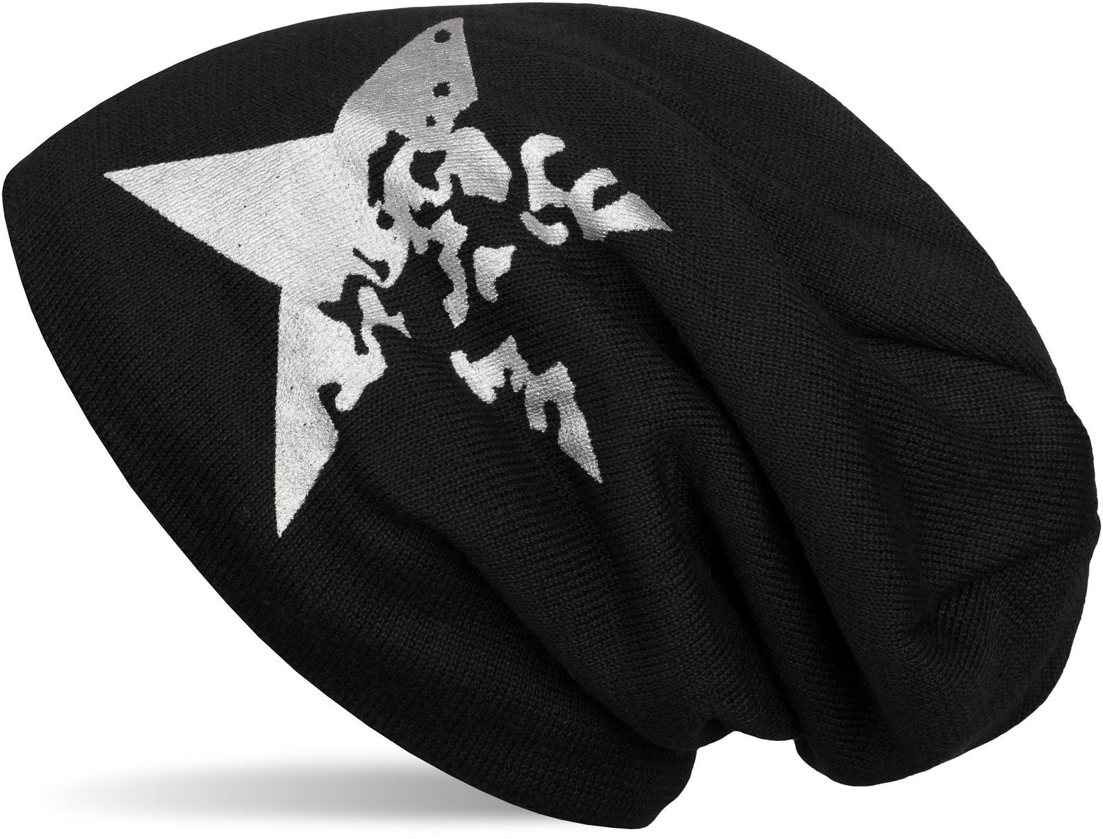 styleBREAKER Strickmütze "Feinstrick Beanie mit Vintage Stern" 1 Stk.