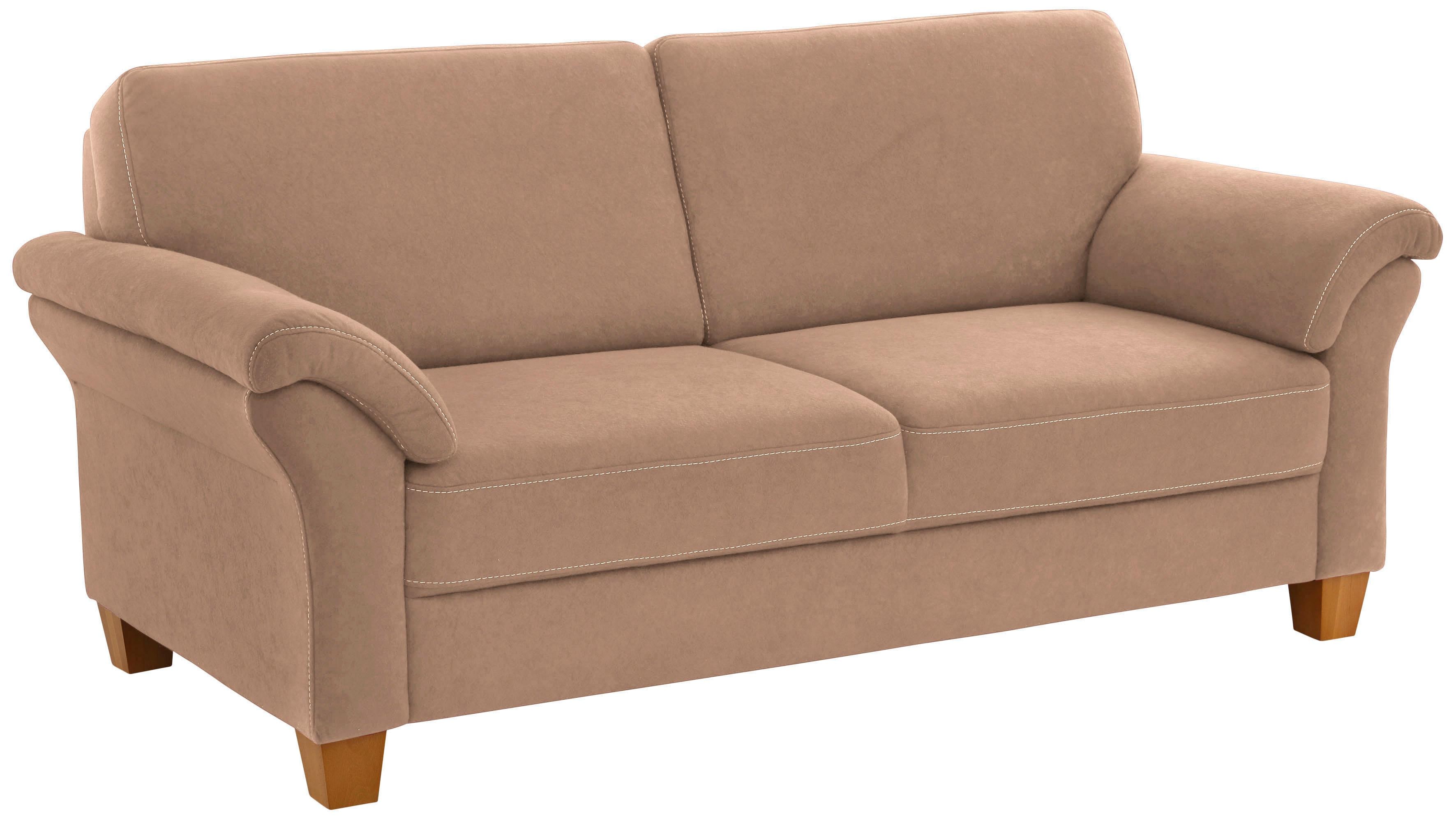 OTTO home 3-Sitzer "Borkum, B: 186 cm, Federkern, Komfortsitzhöhe 46 cm" Landhausstil, Holzfüße, Kopfstützen nachrüstbar