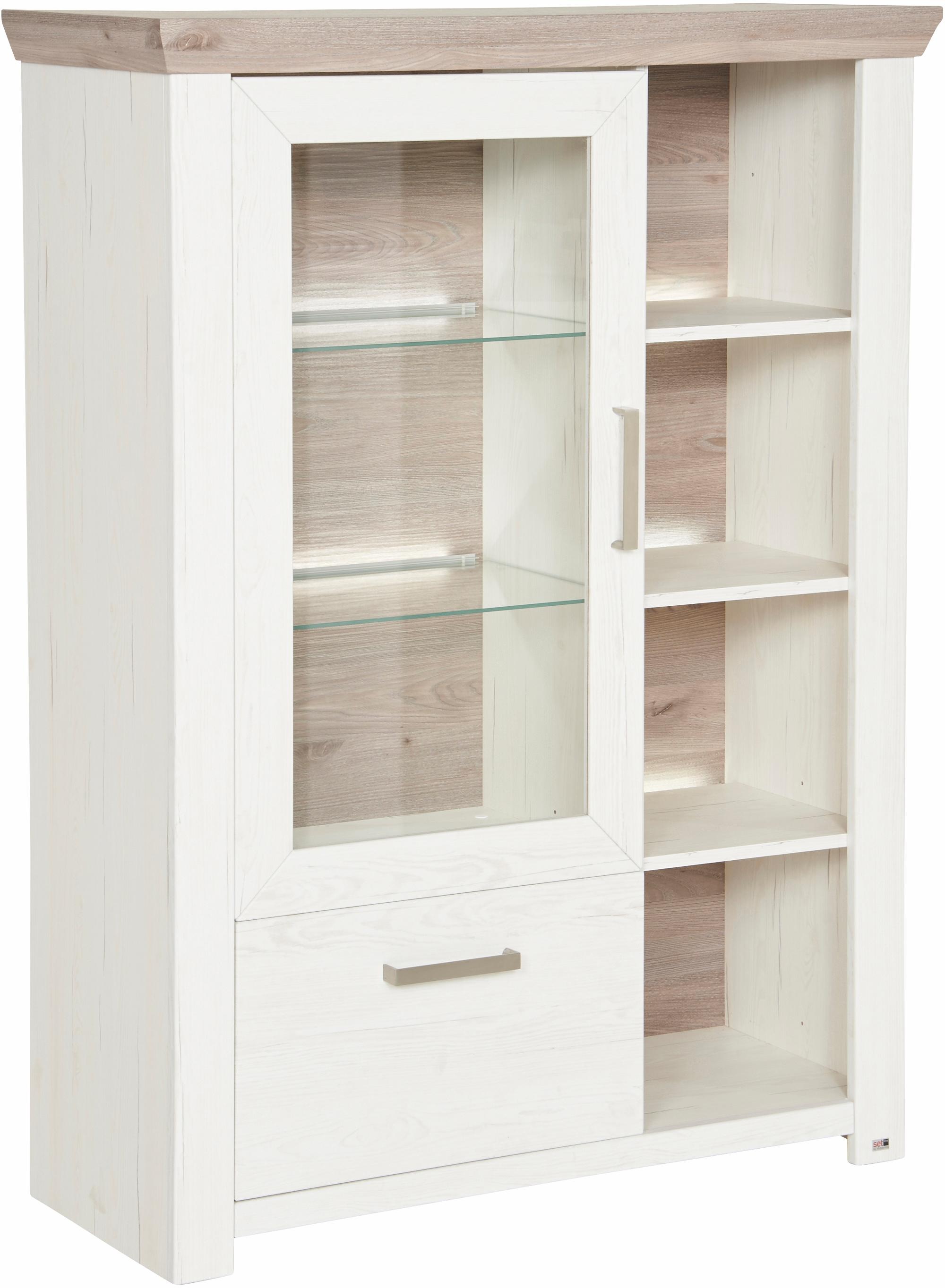 set one by Musterring Highboard »York«, Typ 13 und 14, mit Glastür und Schubkasten, 3 Farbvarianten, B 105 cm