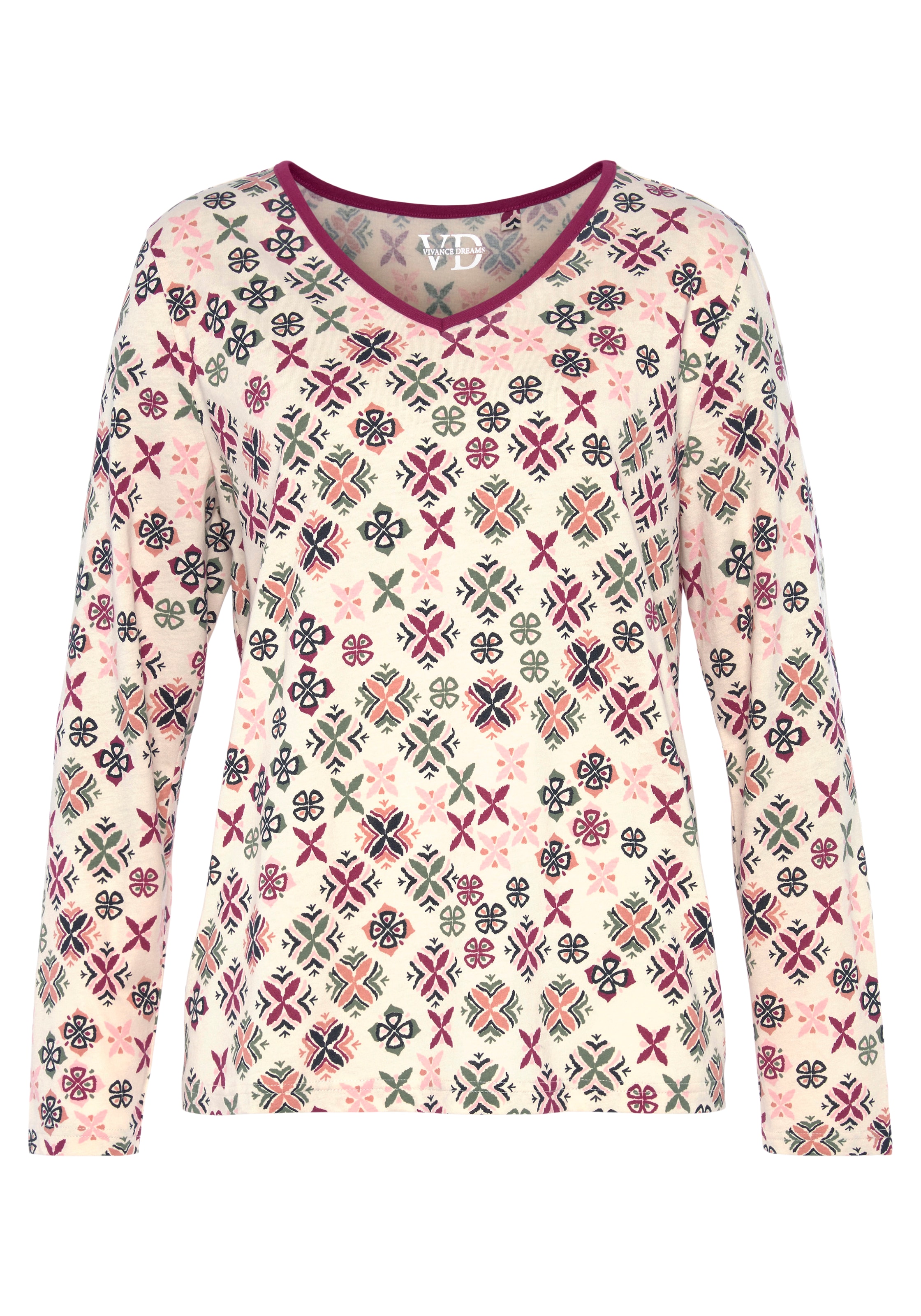 Vivance mit bestellen Dreams (Packung, | BAUR Alloverdruck tlg.), 2 grafisch-floralem online Pyjama,