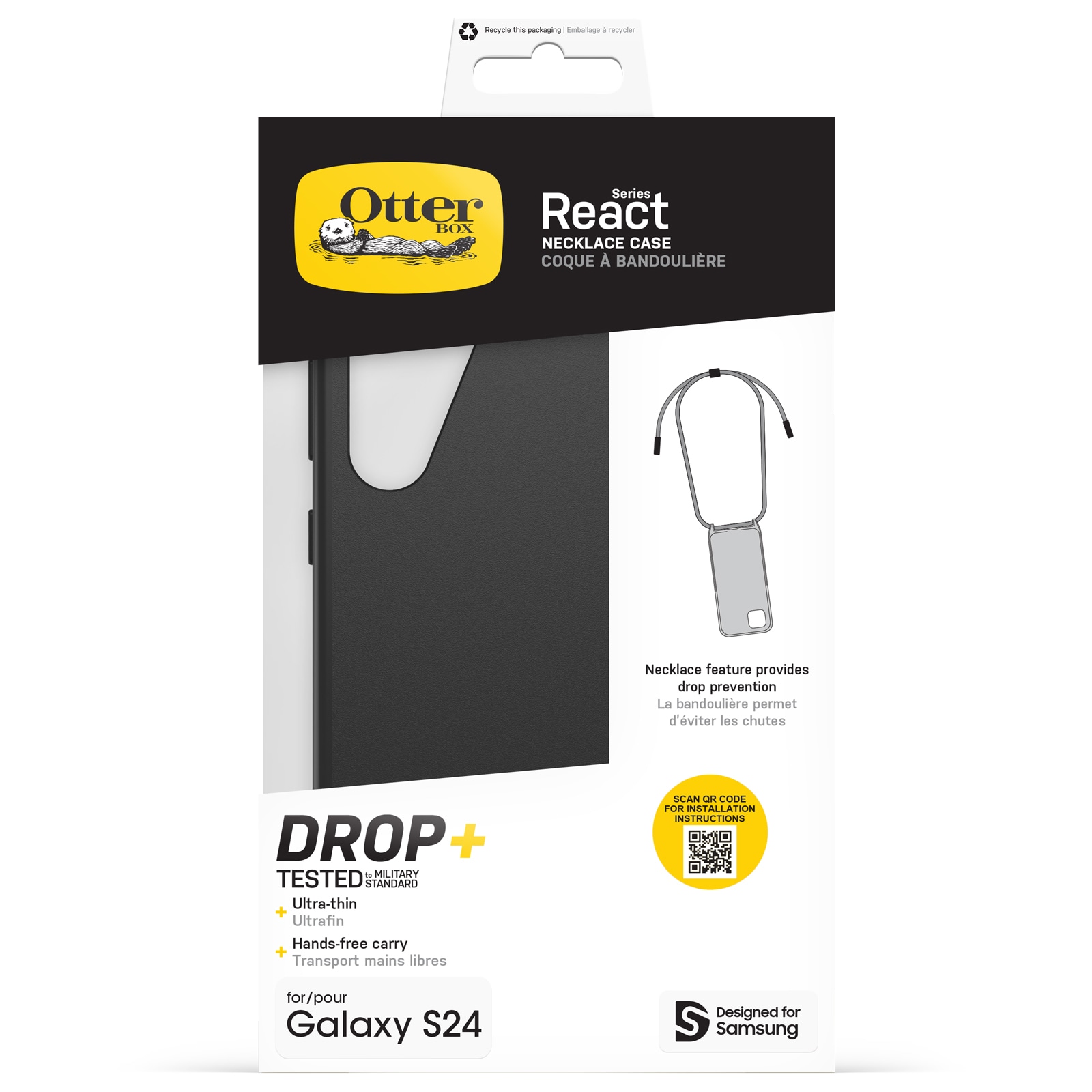 Otterbox Handykette »React Necklace Case für Samsung Galaxy S24«, Handyschutzhülle, Halskette, Backcover, Schutzhülle, stoßfest, DROP+