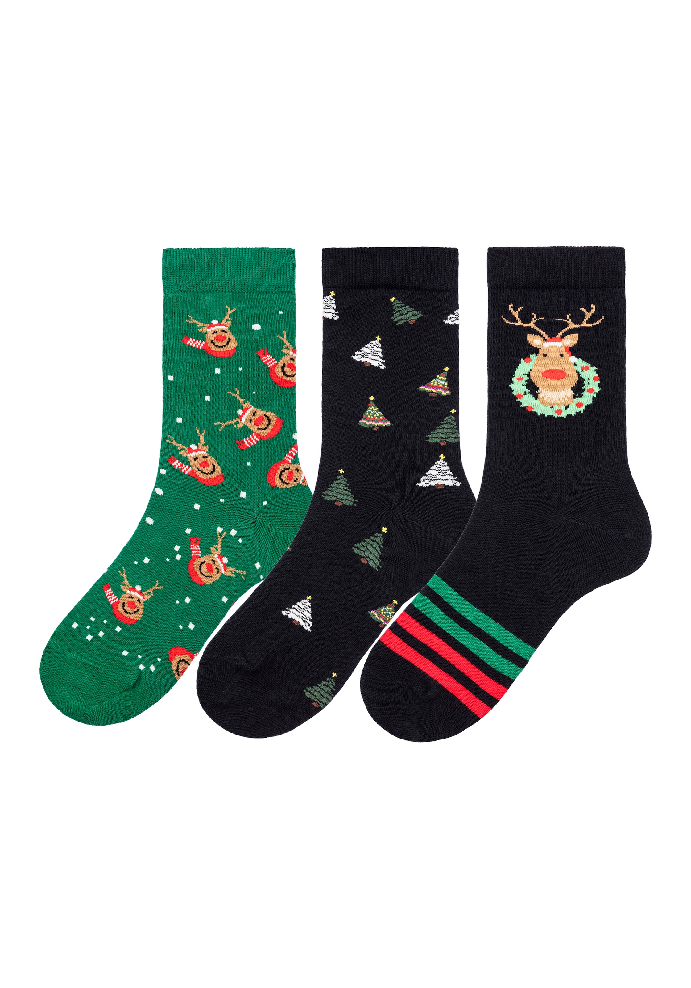 H.I.S Basicsocken, (Packung, 3 Paar), mit weihnachtlichen Motiven