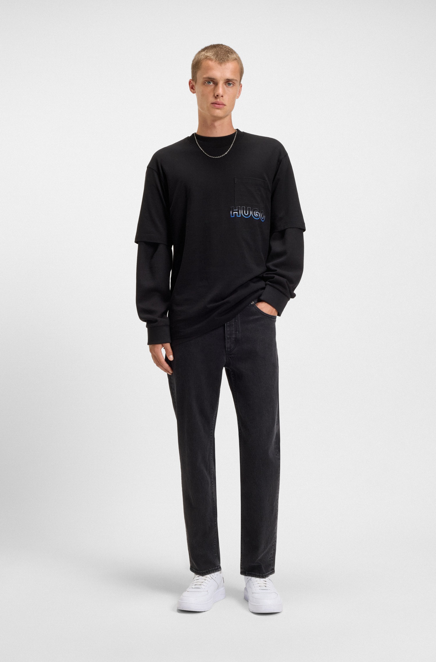 Thumbnail - HUGO Blue T-Shirt "Nogoste", Rundhalsausschnitt, regular fit, Brusttasche