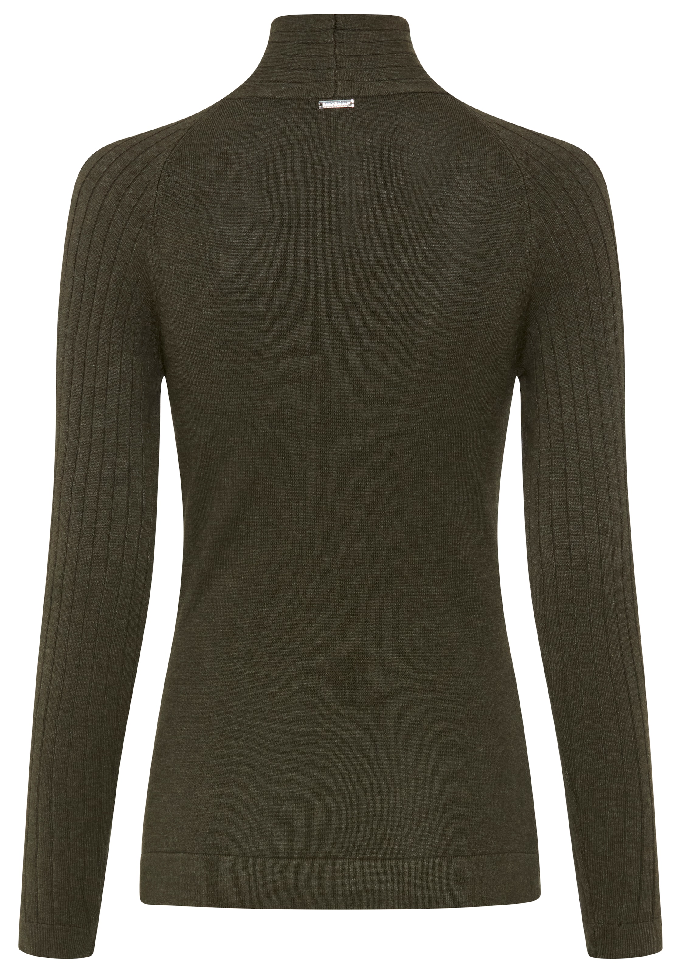 Bruno Banani Stehkragenpullover »mit Cut-Out« aus Ripp- und Feinstrick, figurbetonte Passform, Langarm