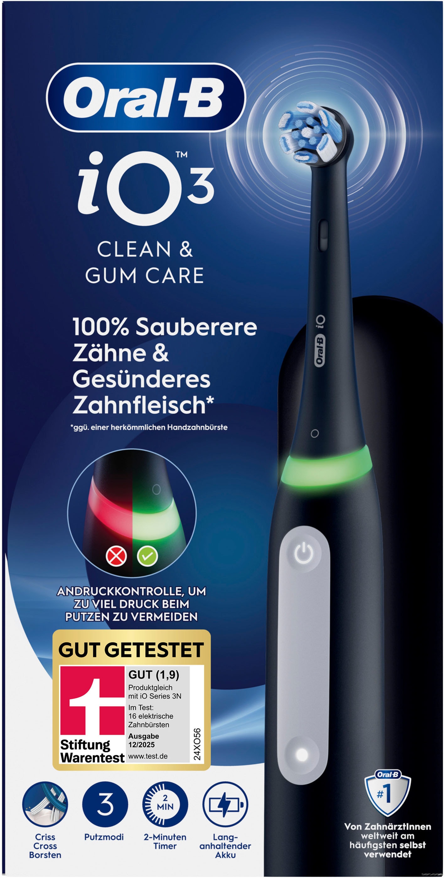 Oral-B Elektrische Zahnbürste »iO Series 3« 1 Stk. Aufsteckbürsten Magnet-Technologie