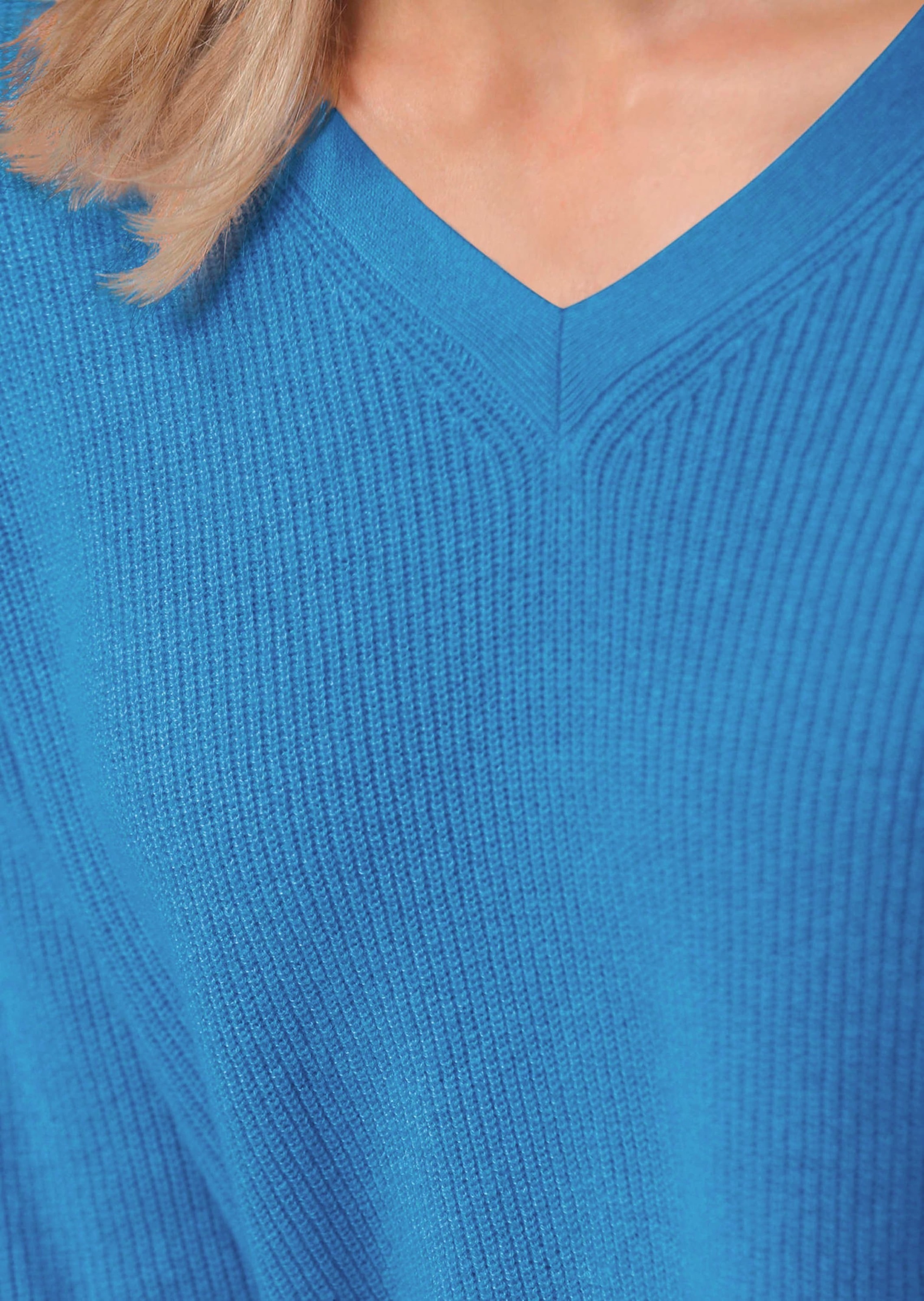 GOLDNER Strickpullover »Kurzgröße Kaschmirpullover in Patentstrick mit V-Ausschnitt«