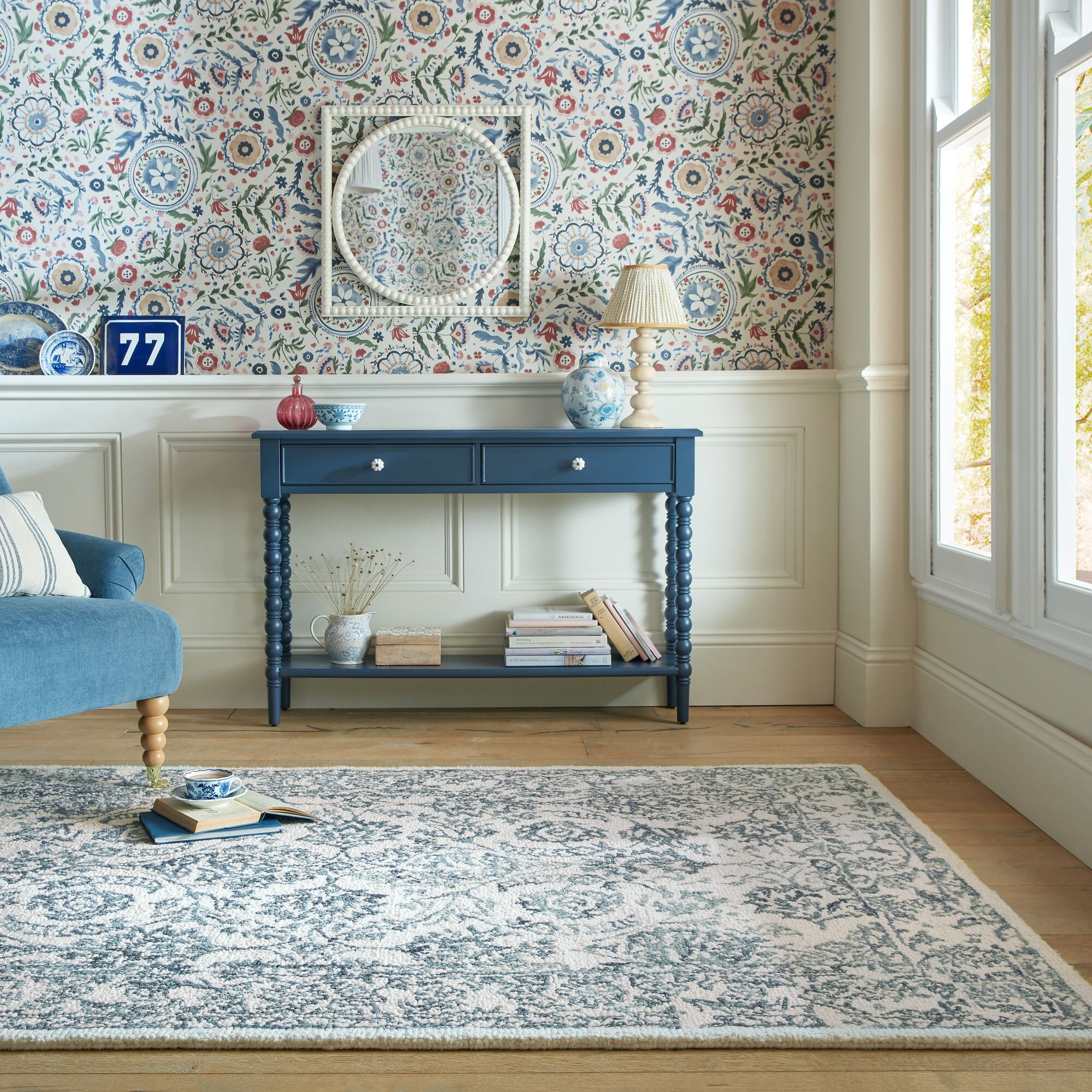 FLAIR RUGS Wollteppich "Yasmin mit Blumenmuster" rechteckig 10 mm Höhe Hand günstig online kaufen