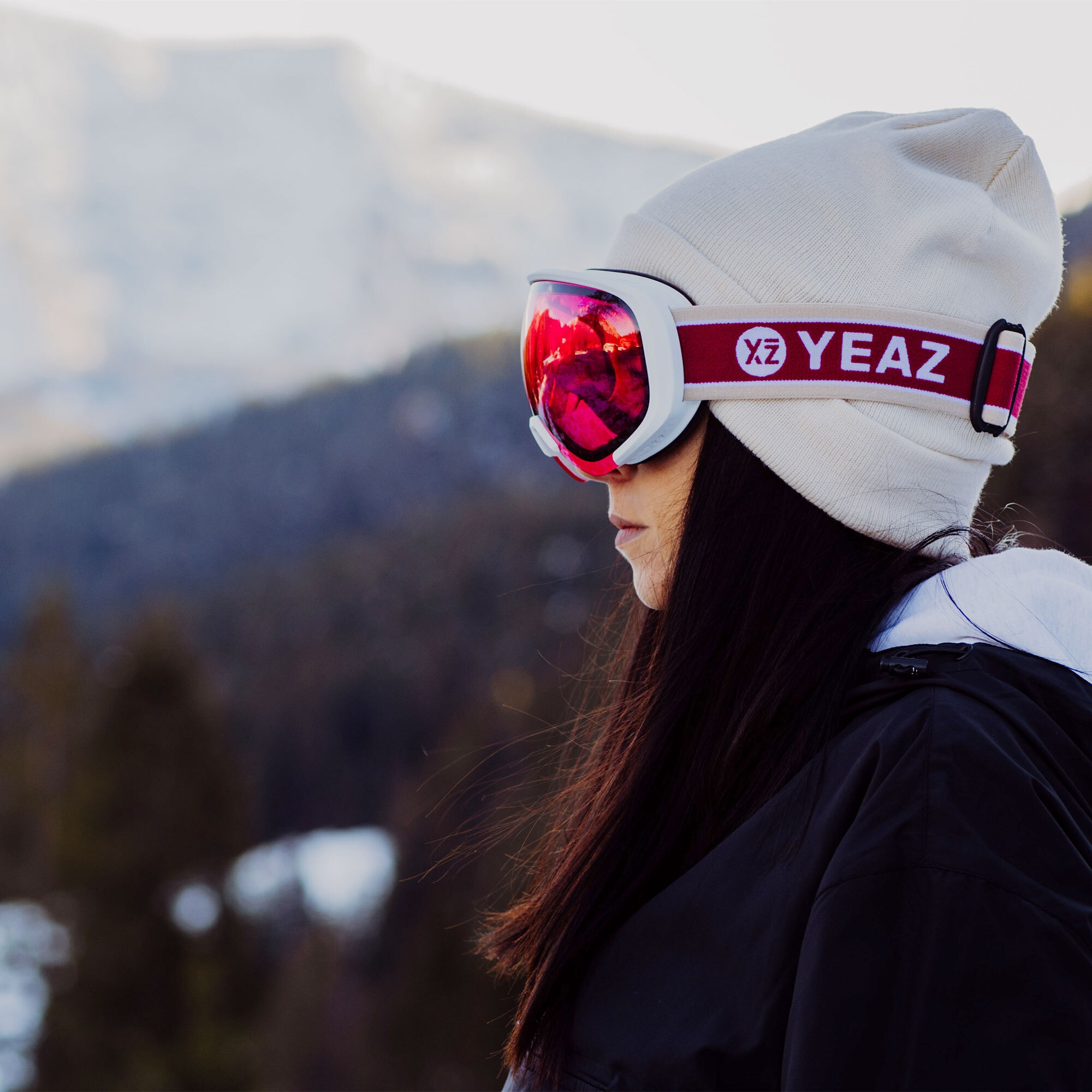 YEAZ Skibrille »Ski- und Snowboard-Brille rot/matt weiß BLACK RUN«
