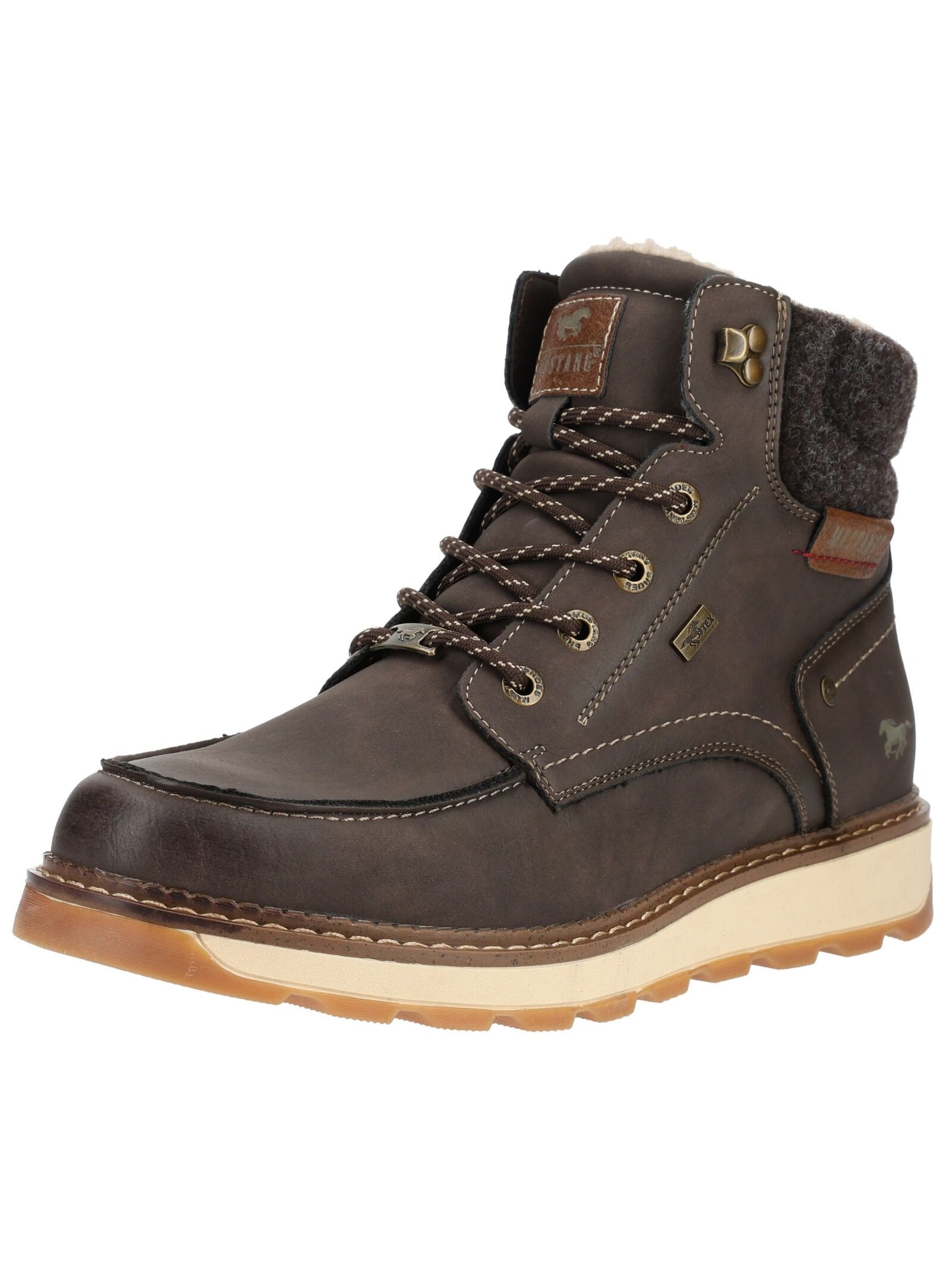 MUSTANG SHOES Damen Schnürstiefelette "Mustang Shoes Stiefelette Lederimitat", Gr. 41, braun, Lederimitat, Schuhe