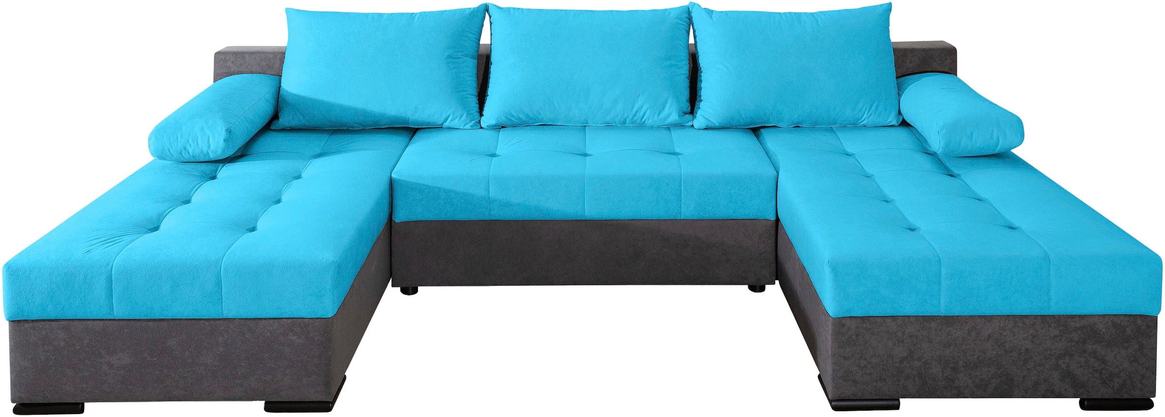 COLLECTION AB Wohnlandschaft »Josy U-Form, Breite 269 cm, Flachgewebe, Struktur, Cord & Cord/Mix«, (Cord-/Mix), inkl. Bettfunktion, Bettkasten, mit 3 gleich großen Rückenkissen
