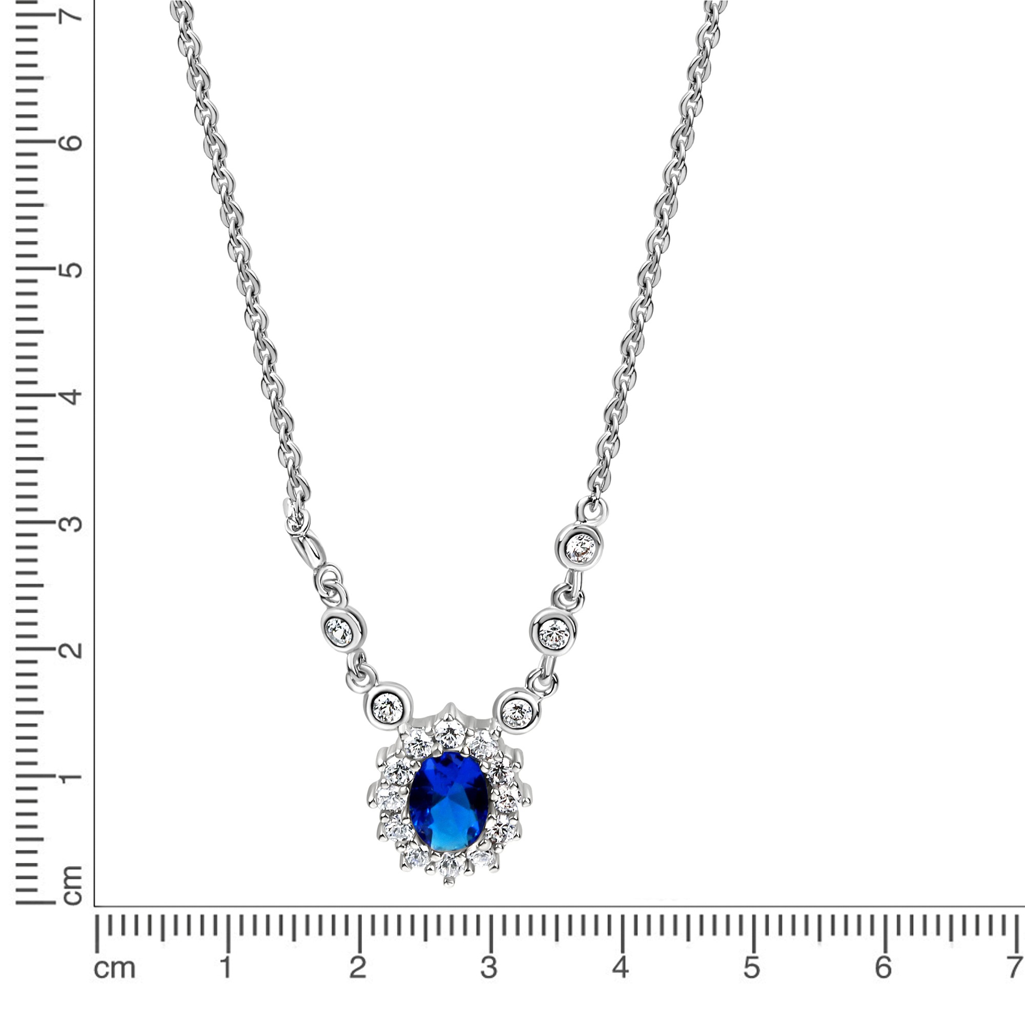 Zeeme Kette mit Anhänger »Silber 925 rhodiniert mit Zirkonia blau und weiß«