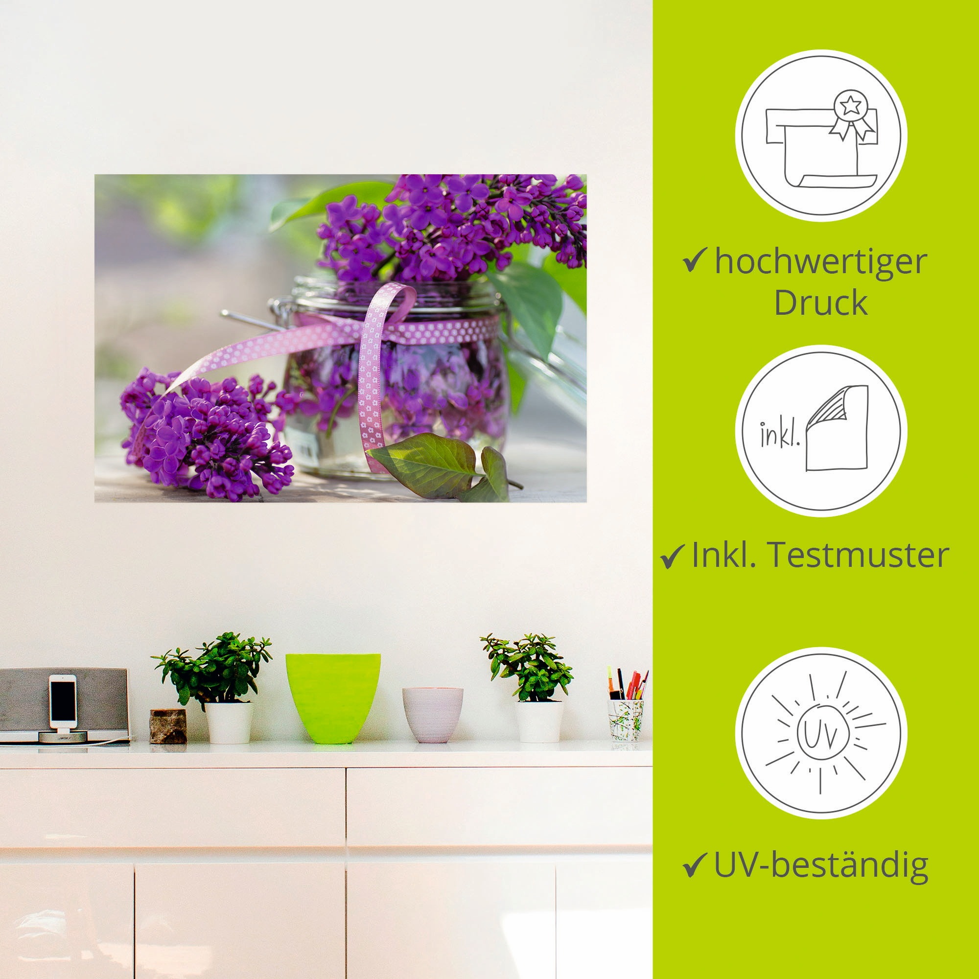 Artland Wandbild »Flieder Strauss«, Blumen, (1 St.), als Leinwandbild, Poster, Wandaufkleber in verschied. Größen