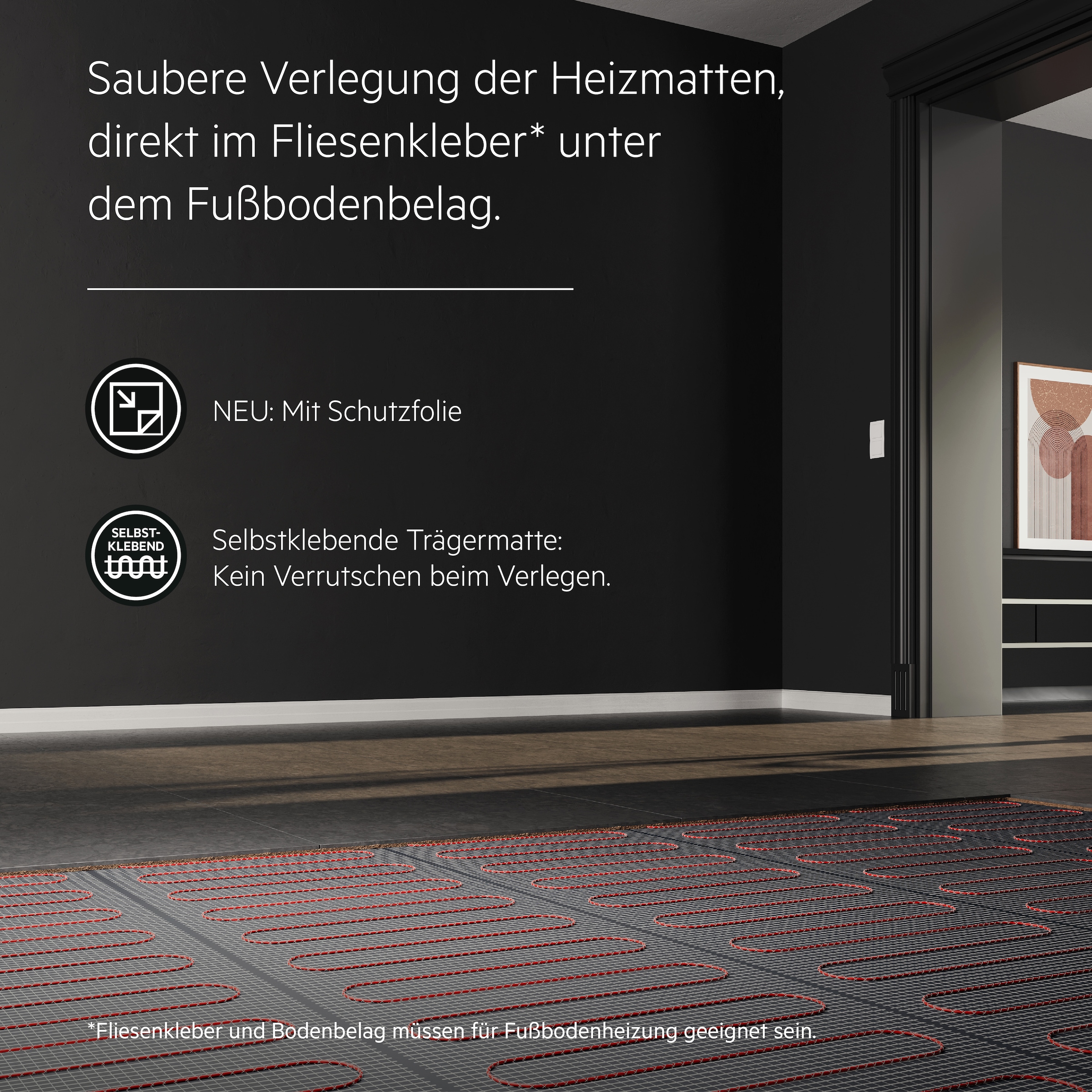 AEG Haustechnik Fußbodenheizung »Basis Thermo Boden »TBS TB 160/8«« Elektrische Fußbodenheizung, Heizmatte 8 m², 160 W/m²