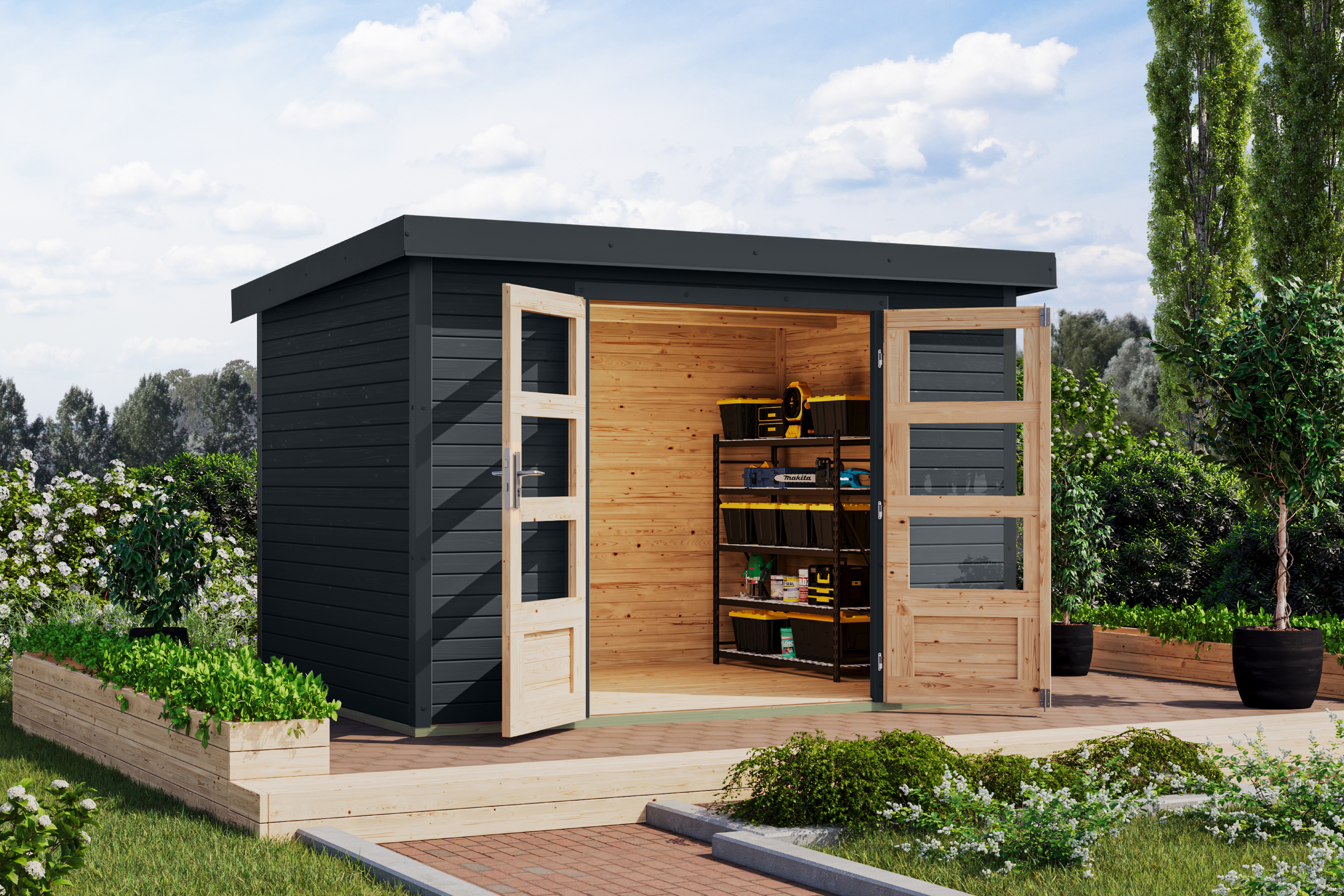Karibu Gartenhaus "Jupiterino 4, in verschiedenen Farben"