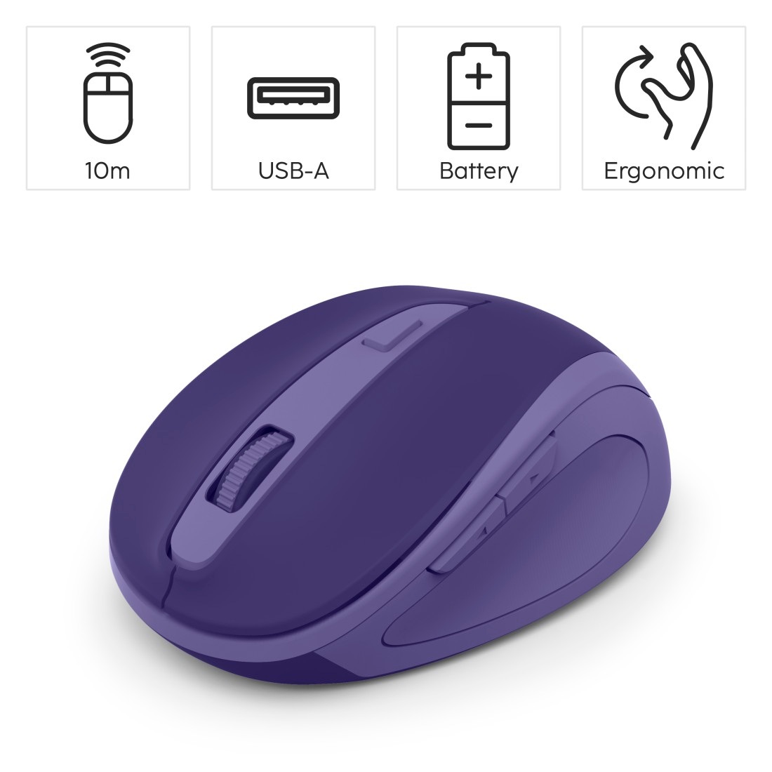 Hama Maus »Funkmaus WM-400 ergonomisch optisch 6 Tasten leise« Funk Ergonomisch, flüsterleise, 6 Tasten, DPI-Schalter, USB-Empfänger