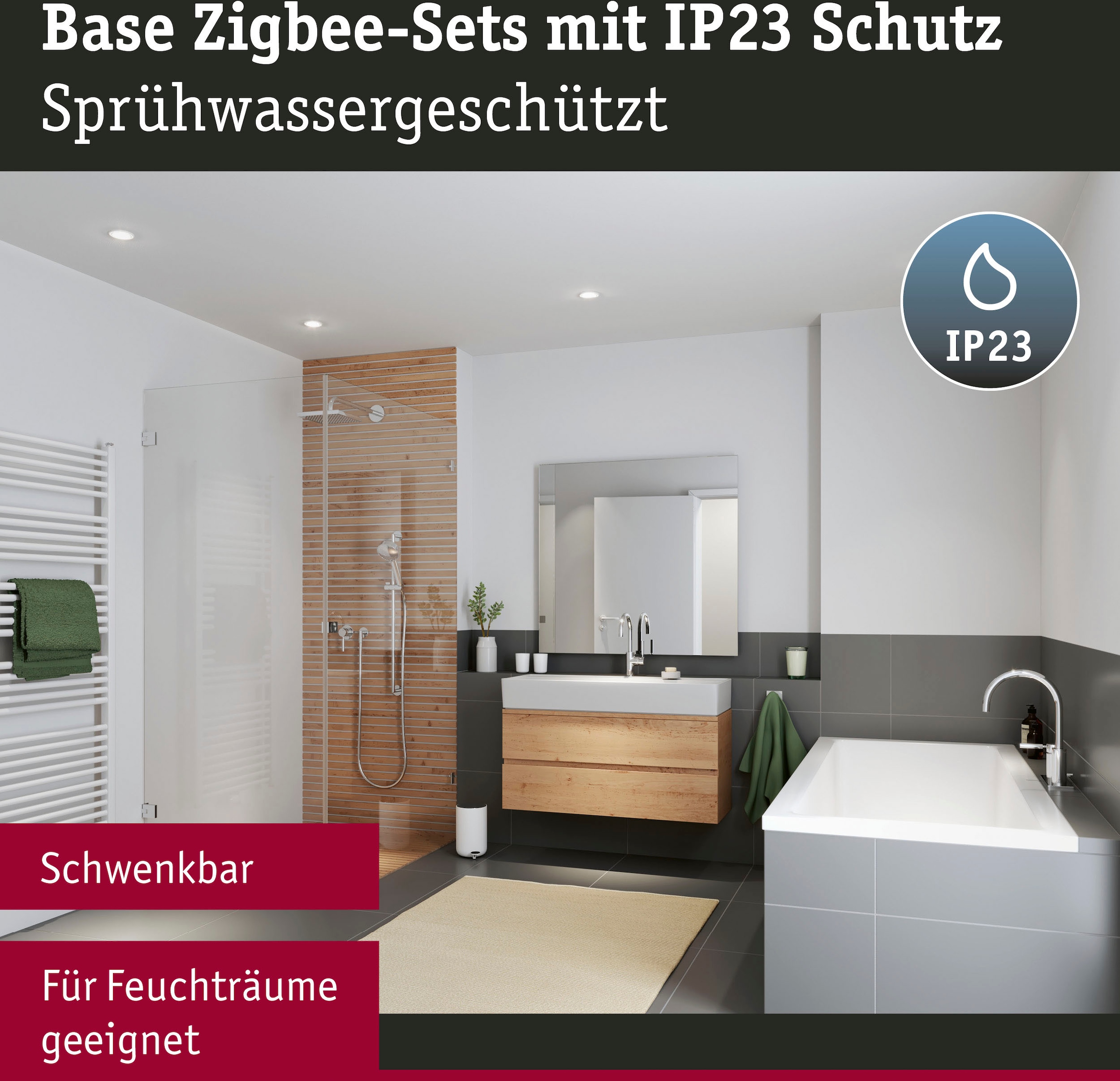 BAUR | Zigbee 3x420lm 230V 3 LED Basisset flammig-flammig, matt«, Paulmann Einbauleuchte Schwarz »Base