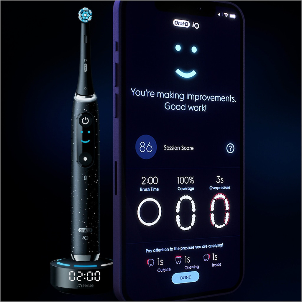 Oral B Elektrische Zahnbürste »iO 10« 1 St. Aufsteckbürsten Magnet-Technologie iOsense 7 Putzmodi Farbdisplay &amp; Lade-Reiseetui