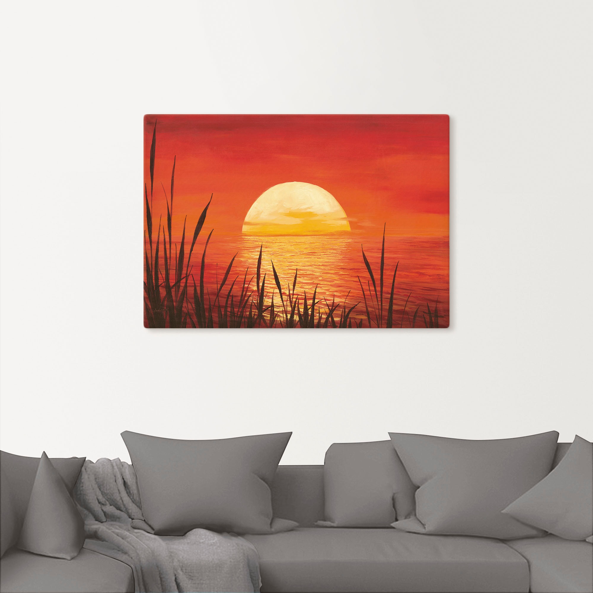 Artland Wandbild »Roter Sonnenuntergang am Ozean«, Bilder vom Sonnenuntergang & -aufgang (1 Stück), in vielen Größen & Produktarten - Alubild / Outdoorbild, Leinwandbild, Poster, Wandaufkleber / Wandtattoo auch für Badezimmer geeignet