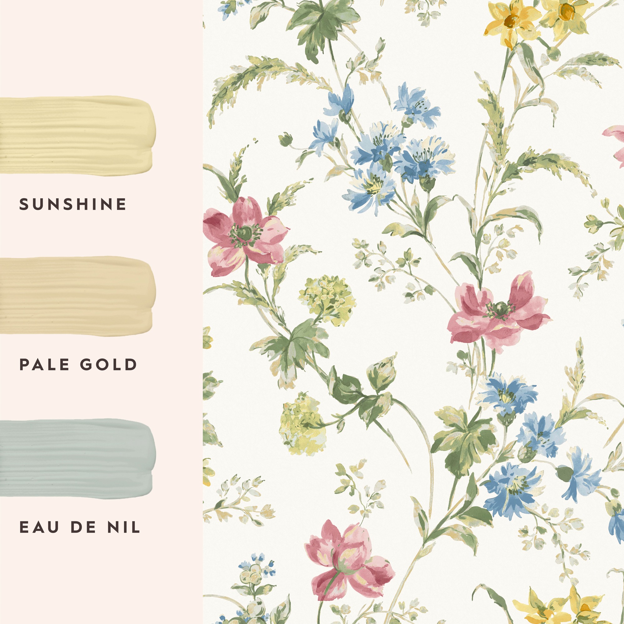 LAURA ASHLEY Vliestapete »Poppy Meadow«, geblümt, 10mx52cm (ca. 5m2)