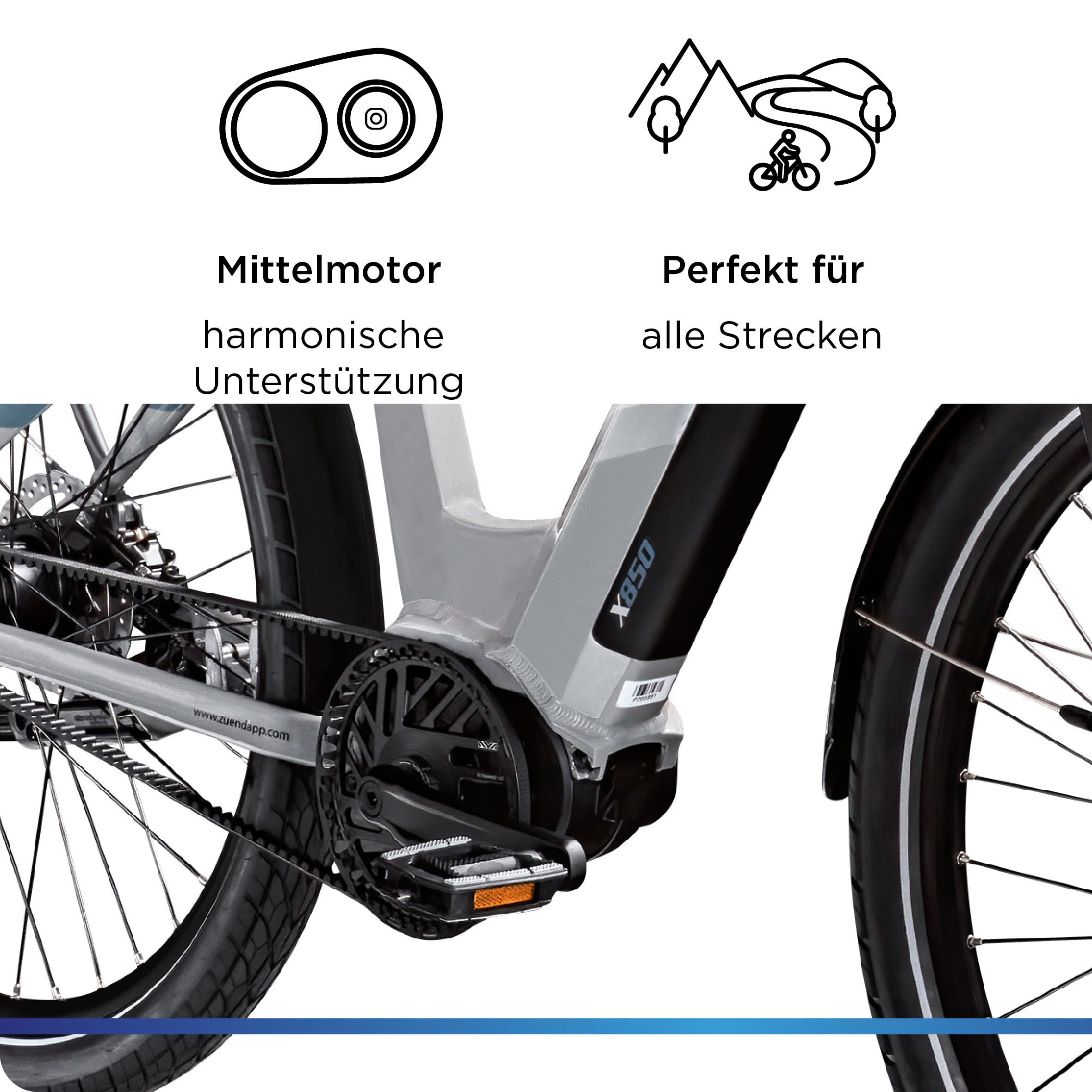 Zündapp E-Bike »X850«, 7 Gang, Mittelmotor 250 W