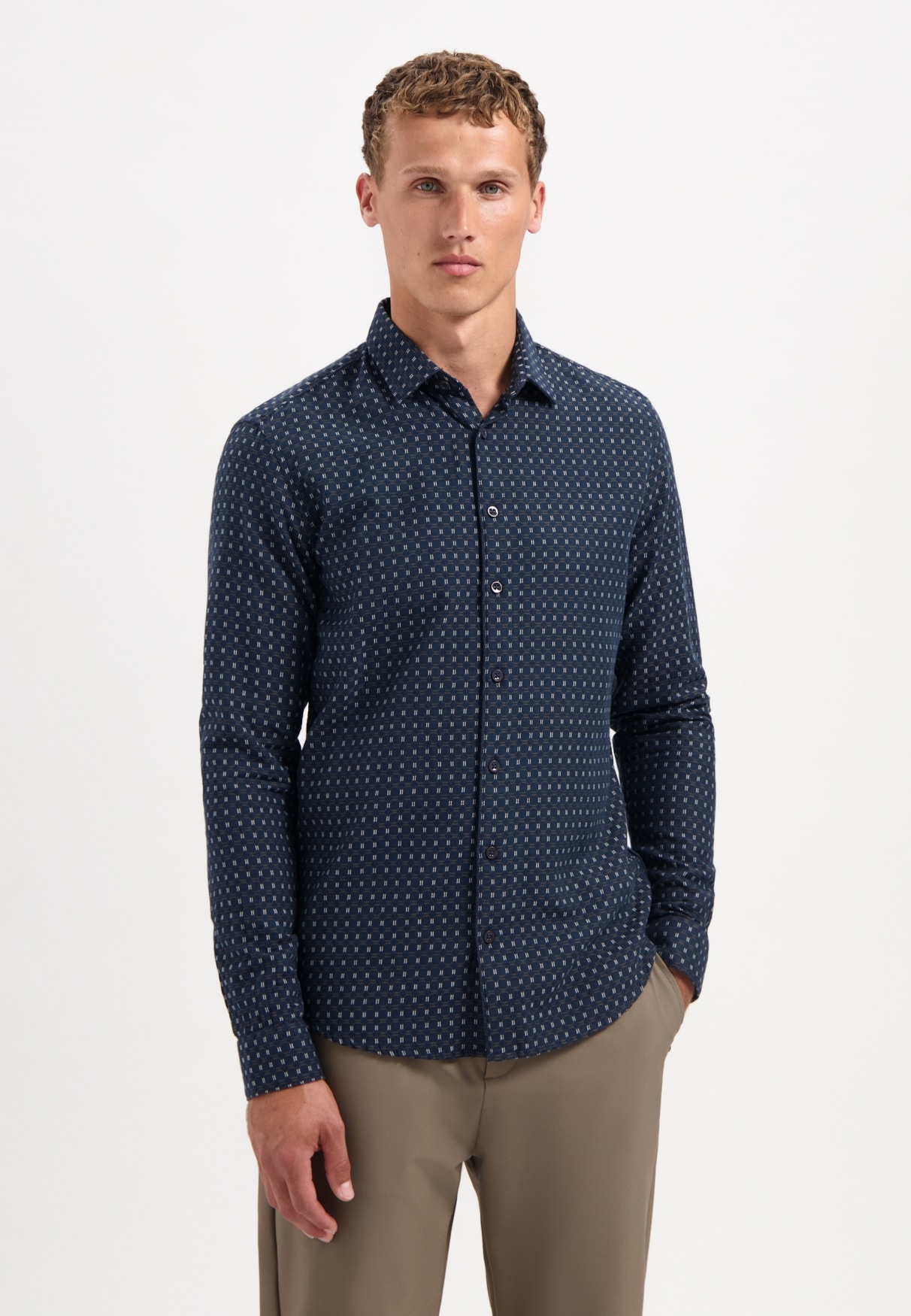 NO EXCESS Langarmhemd "No Excess Gewebtes Jacquard-Hemd" günstig online kaufen