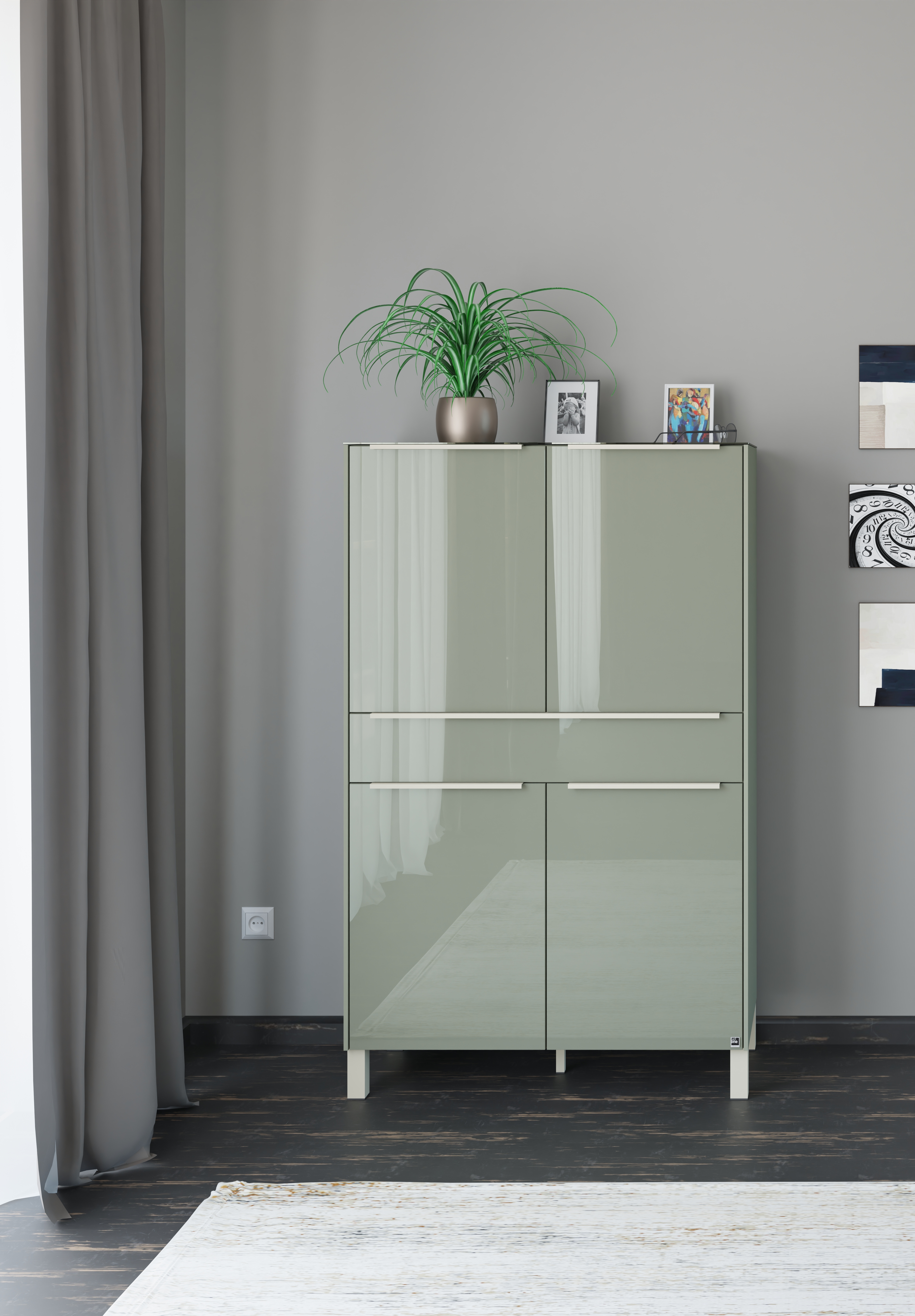 set one by Musterring Highboard "Reno" 1 Stk. tlg. Mit Vierkantfuß in diversen Farben, 152 cm Höhe & Farbauswahl