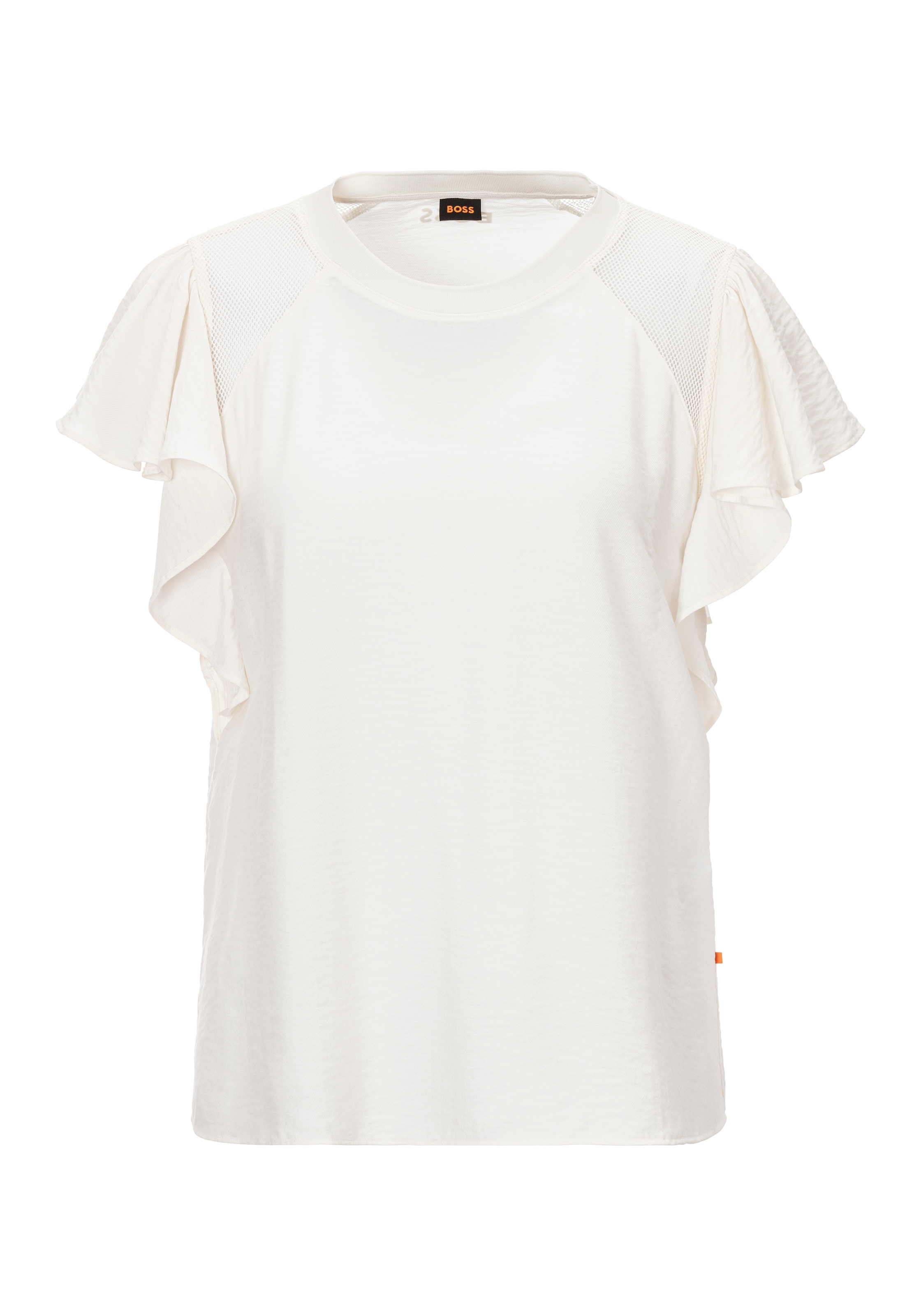 Shirtbluse »C_Benissa Premium Damenmode«, mit Volant und Netzeinsätzen