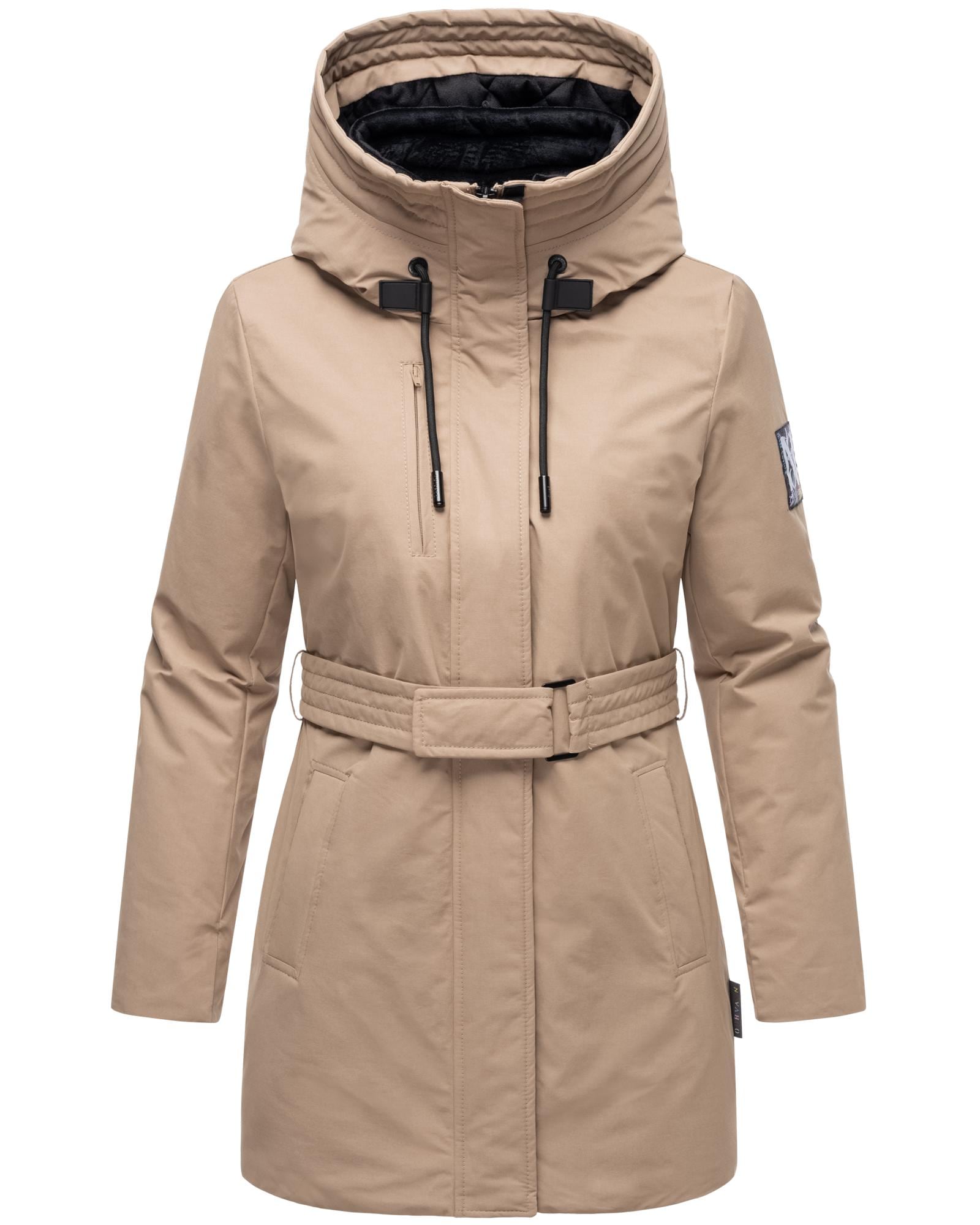 Navahoo Winterjacke "Eishauch 14", mit Kapuze, Damen Winterparka mit Taillengürtel und Fleece-Kragen