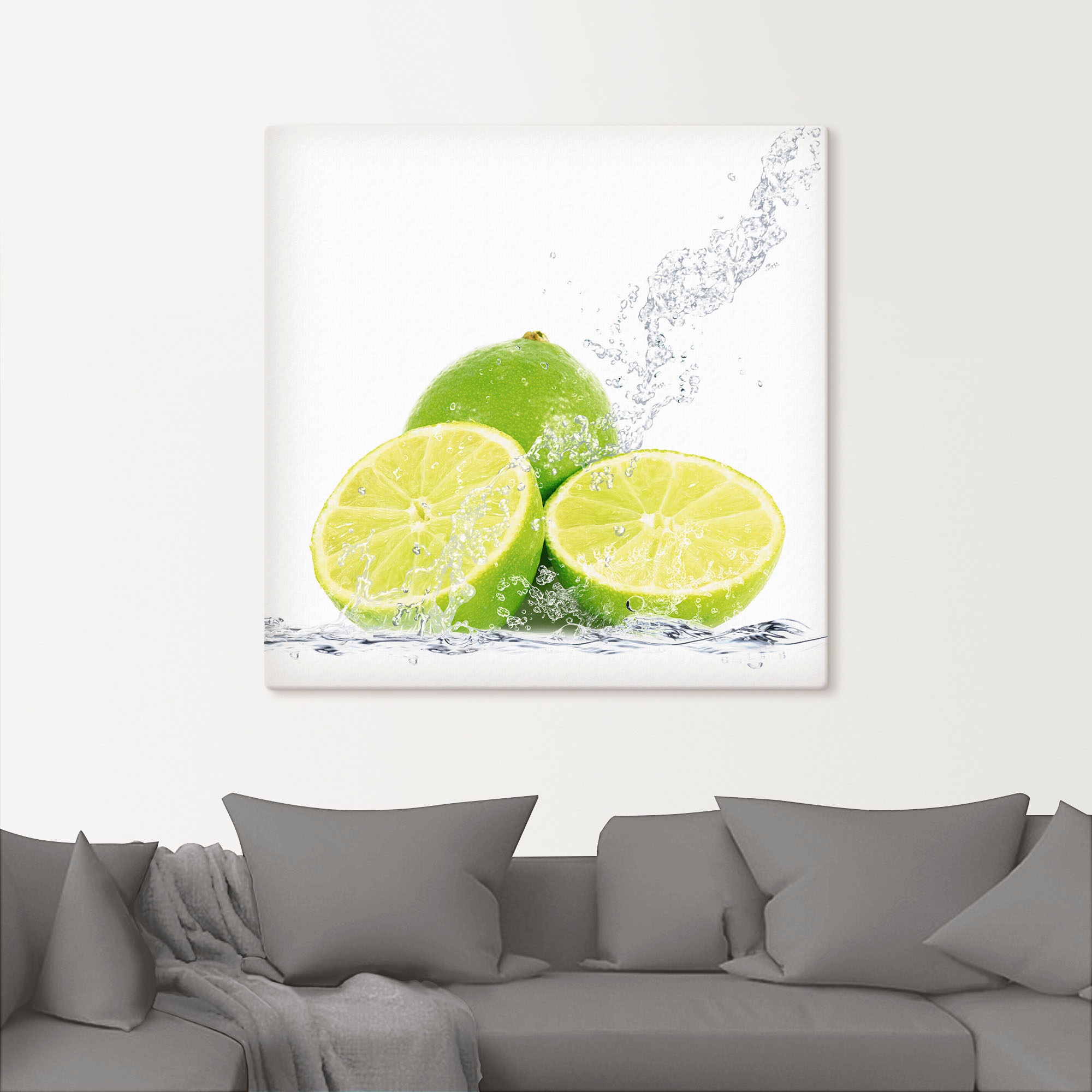 Artland Wandbild "Limette mit Spritzwasser", Lebensmittel, (1 St.), als Lei günstig online kaufen