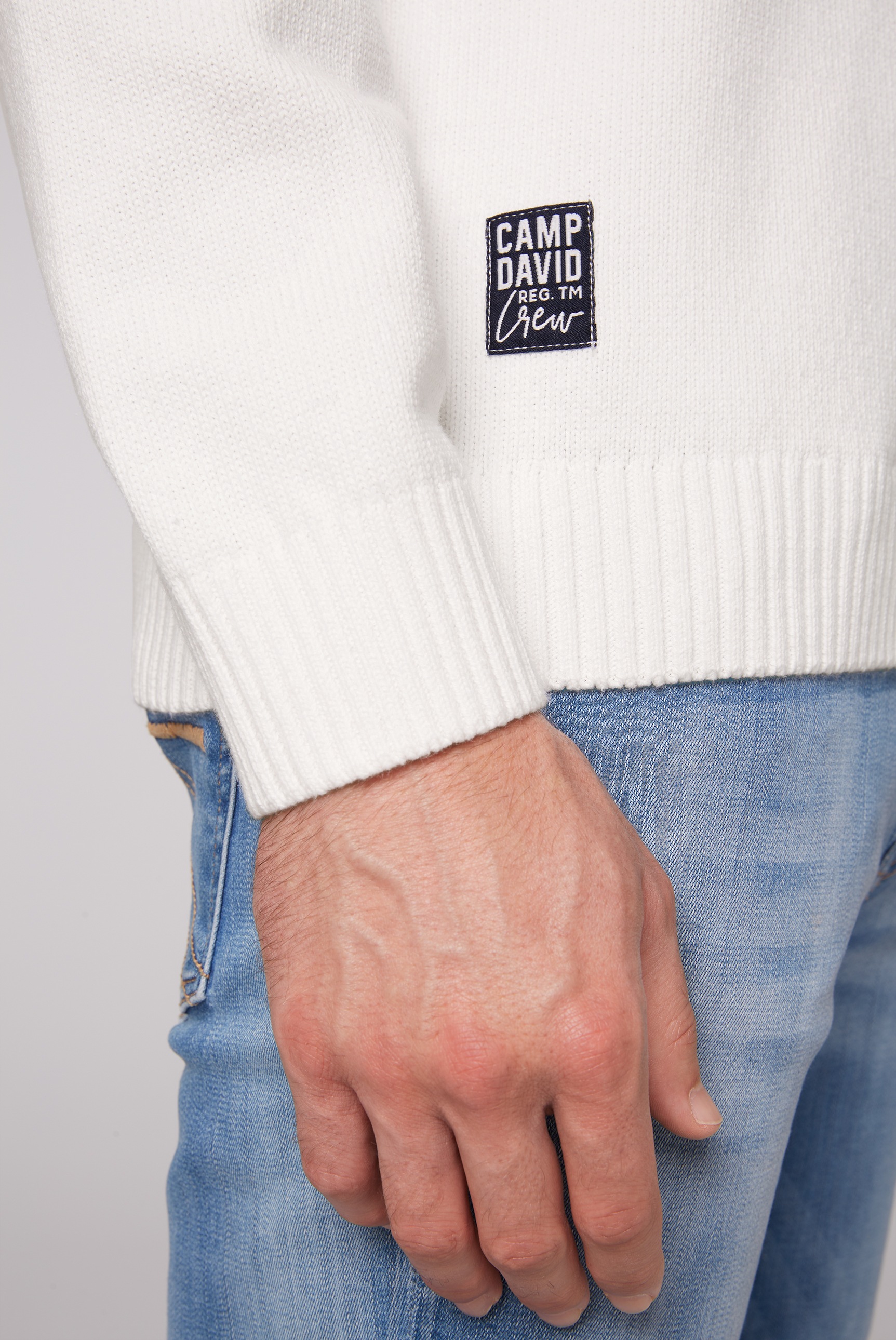 CAMP DAVID V-Ausschnitt-Pullover, aus Baumwolle